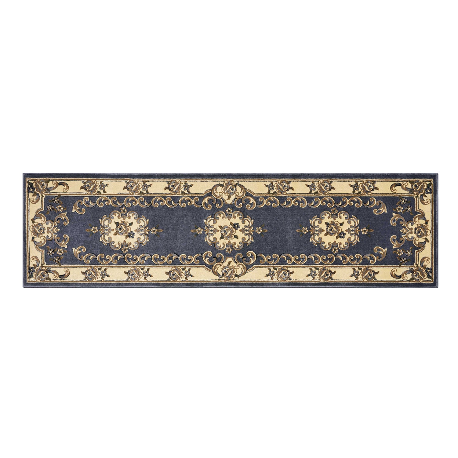 2' x 7' Runner Polypropylene Blue Area Rug