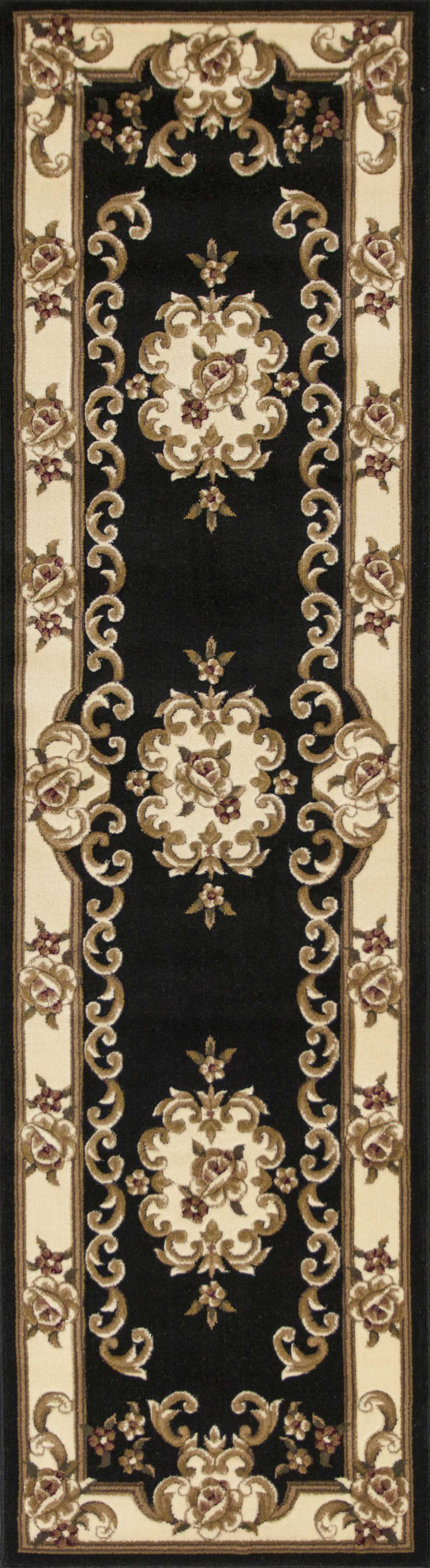 2' x 7' Runner Polypropylene Blackor Ivory Area Rug