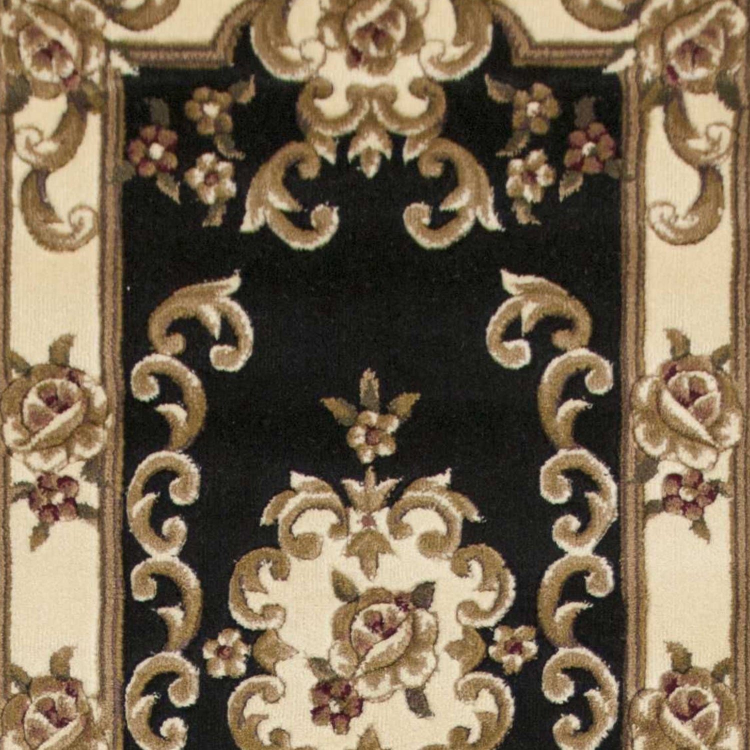 2' x 7' Runner Polypropylene Blackor Ivory Area Rug