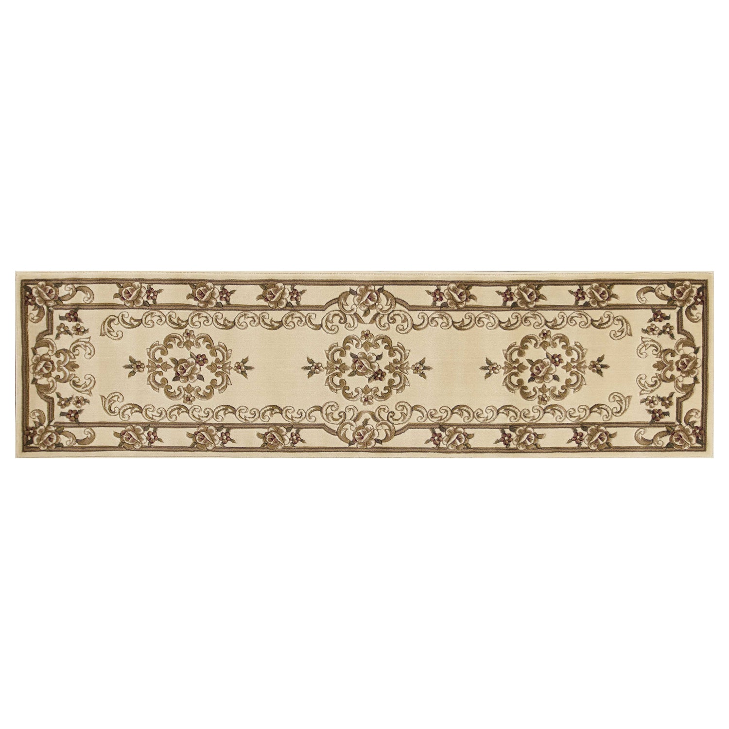 2' x 7' Runner Polypropylene Ivory Area Rug