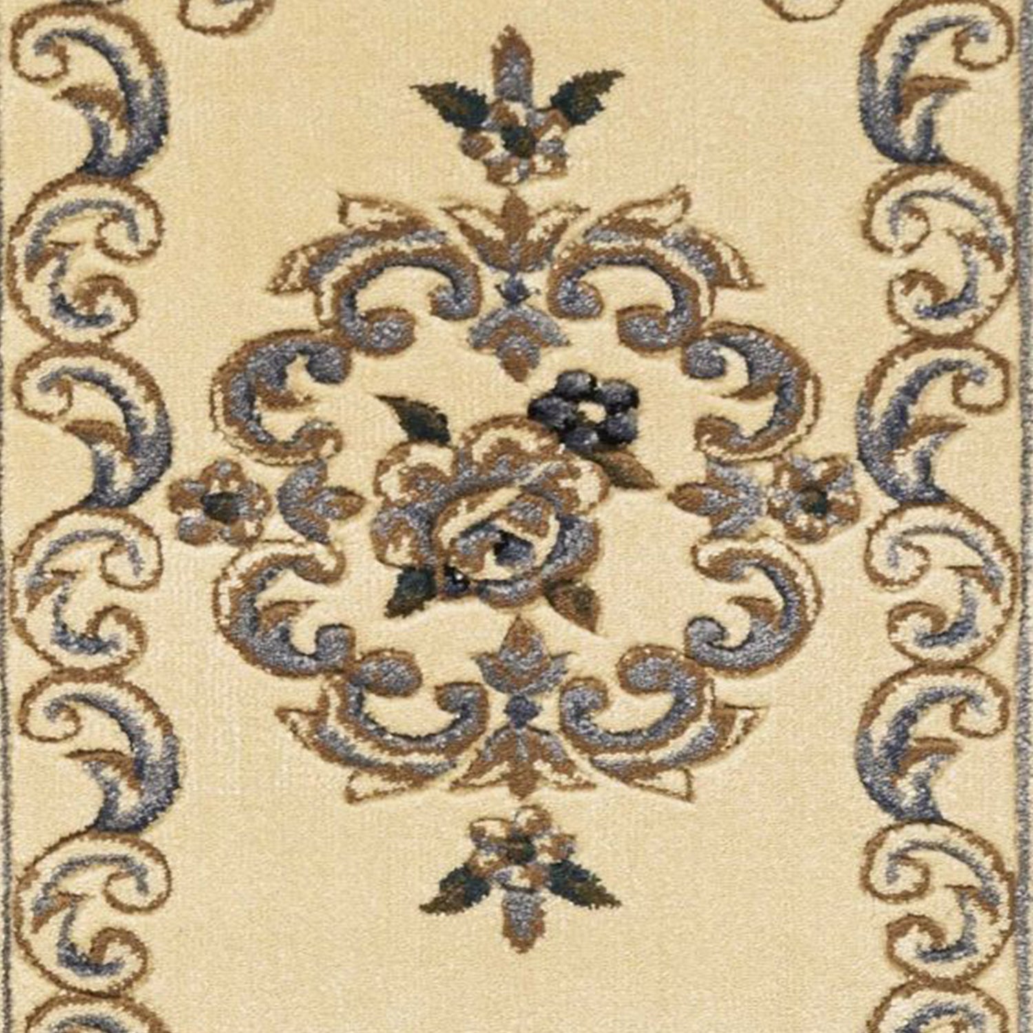 2' x 7' Runner Polypropylene Ivoryor Blue Area Rug