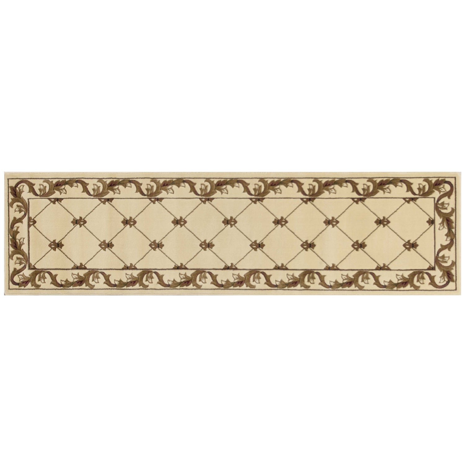 2' x 7' Runner Polypropylene Ivory Area Rug