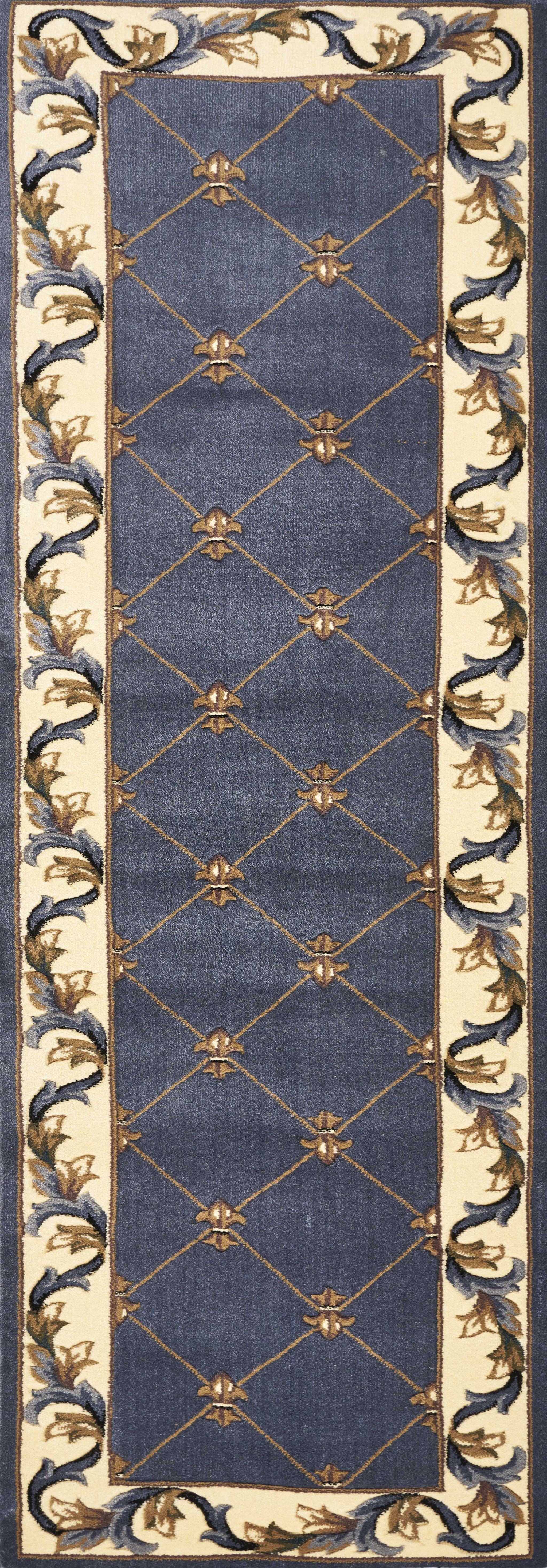 2' x 7' Runner Polypropylene Blue Area Rug