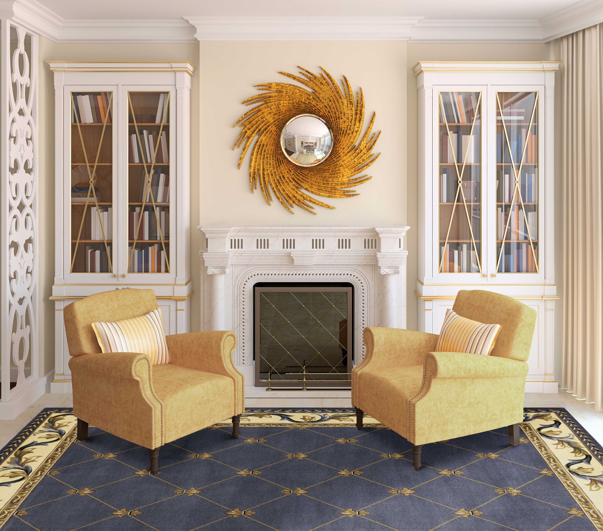 2' x 7' Runner Polypropylene Blue Area Rug