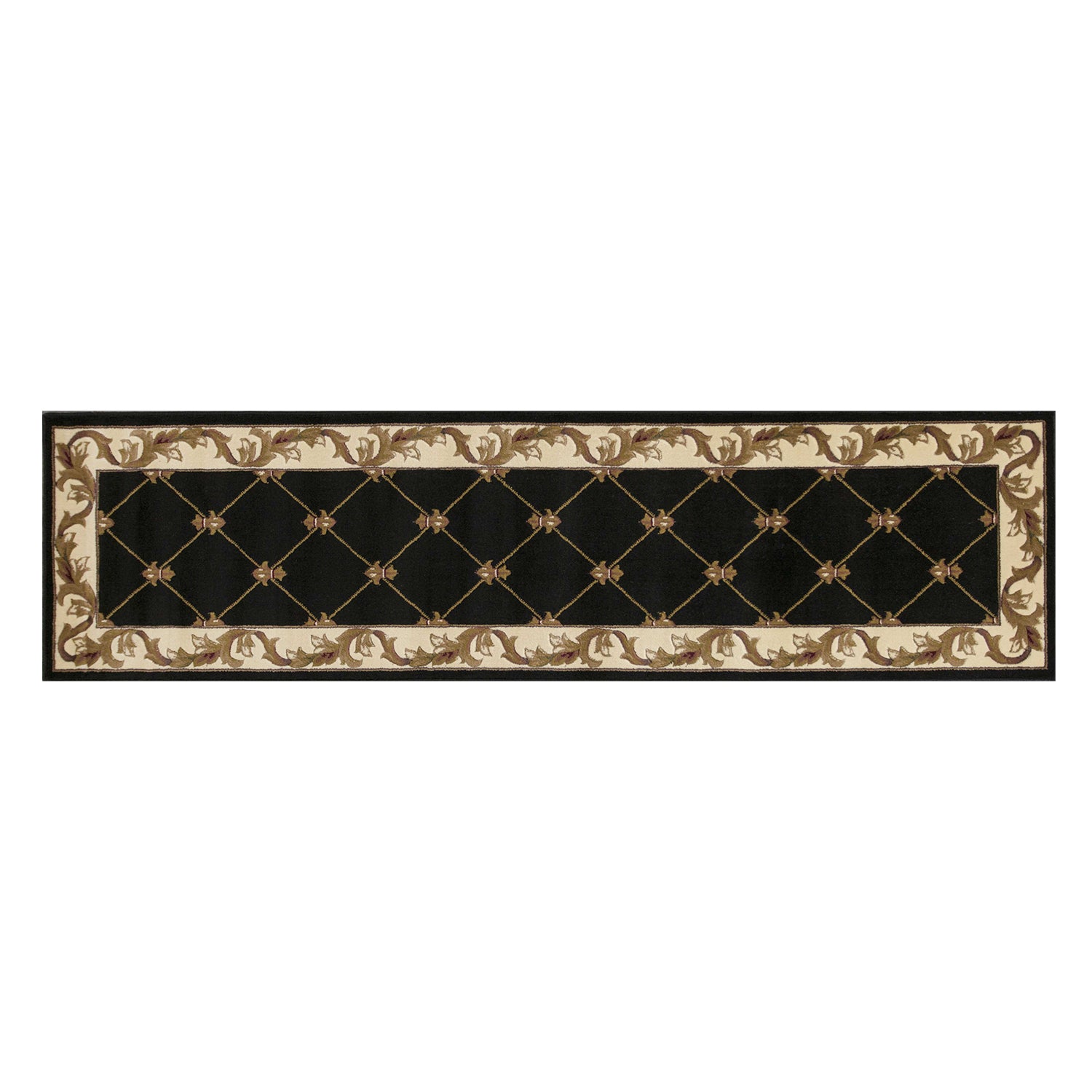 2' x 7' Runner Polypropylene Black Area Rug