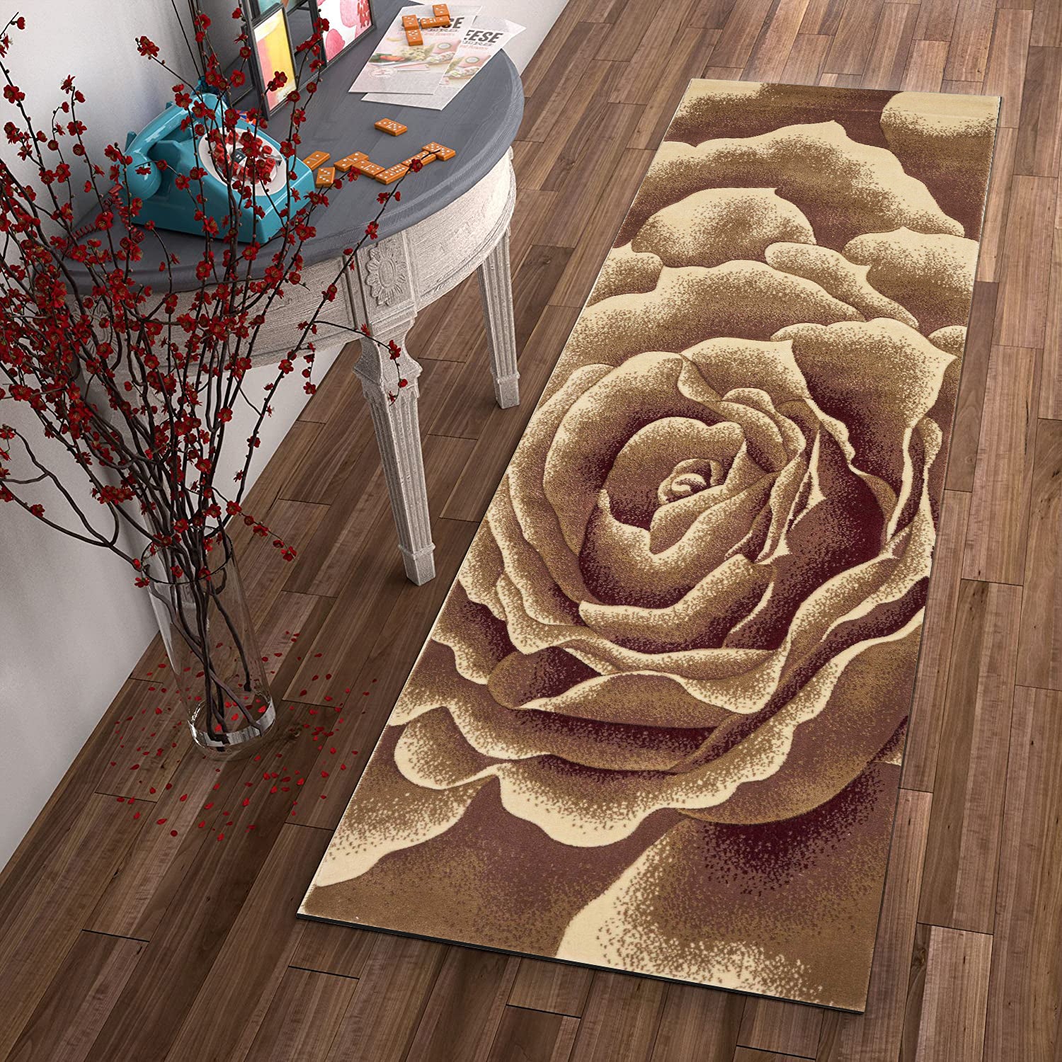 2' x 7' Runner Polypropylene Ivory Area Rug