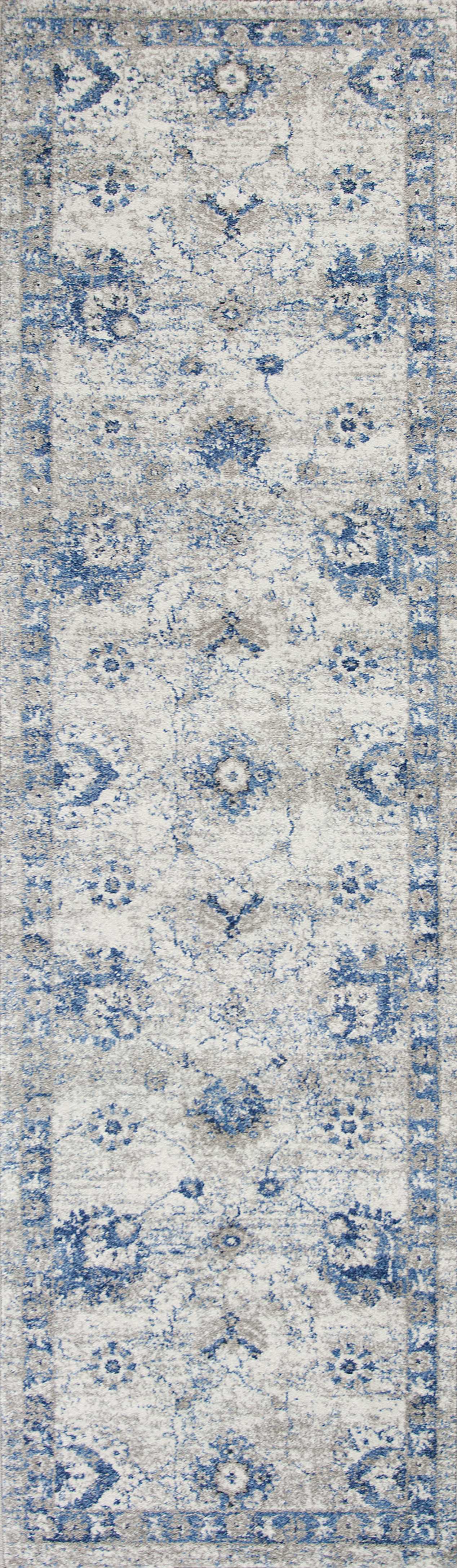 2' x 7' Runner Polypropylene Grey or Blue Area Rug
