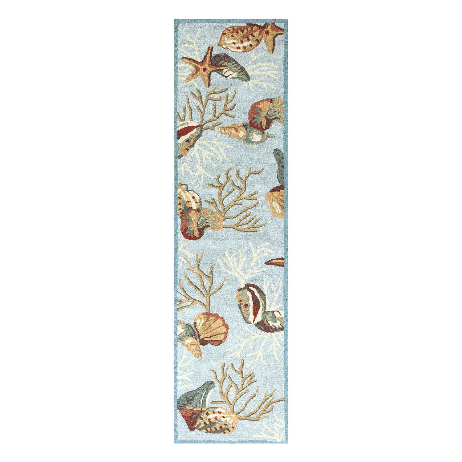 2' x 7' Runner Polyester Blue Area Rug