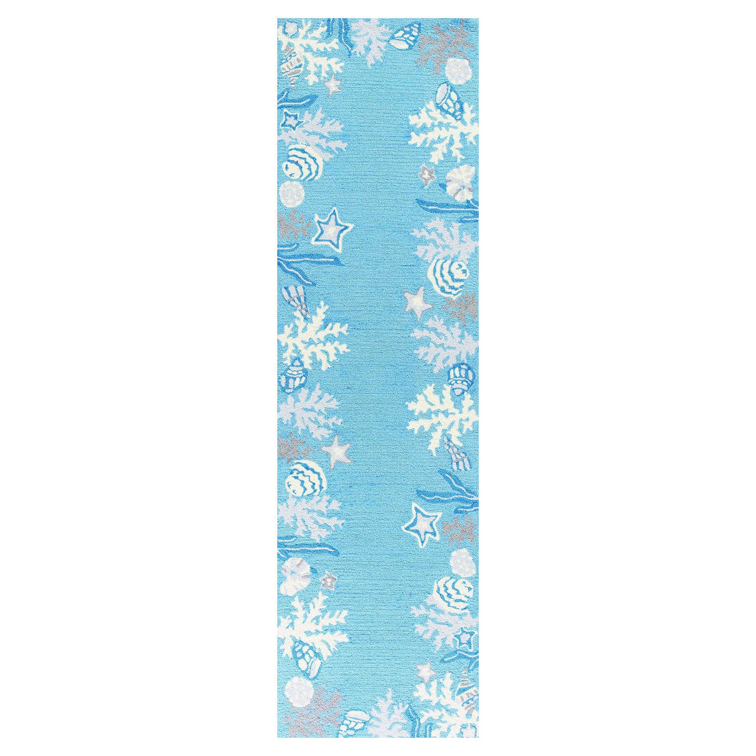 2' x 7' Runner Polyester Sea Blue Area Rug