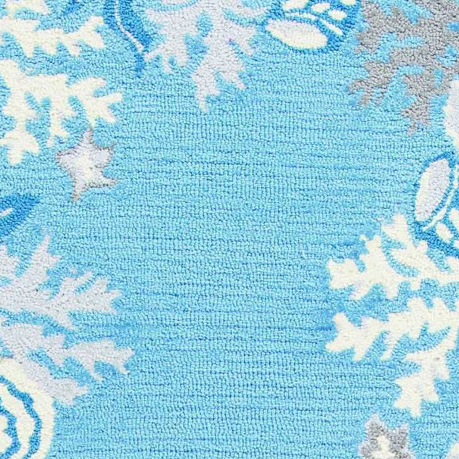 2' x 7' Runner Polyester Sea Blue Area Rug