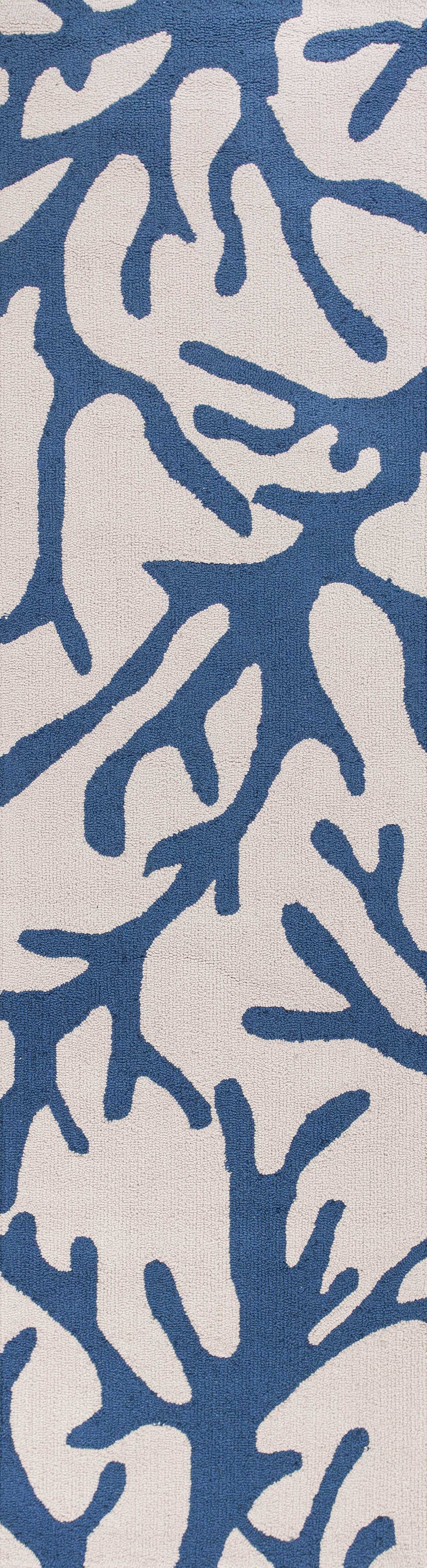 2' x 7' Runner Polyester Ivory or Blue Area Rug