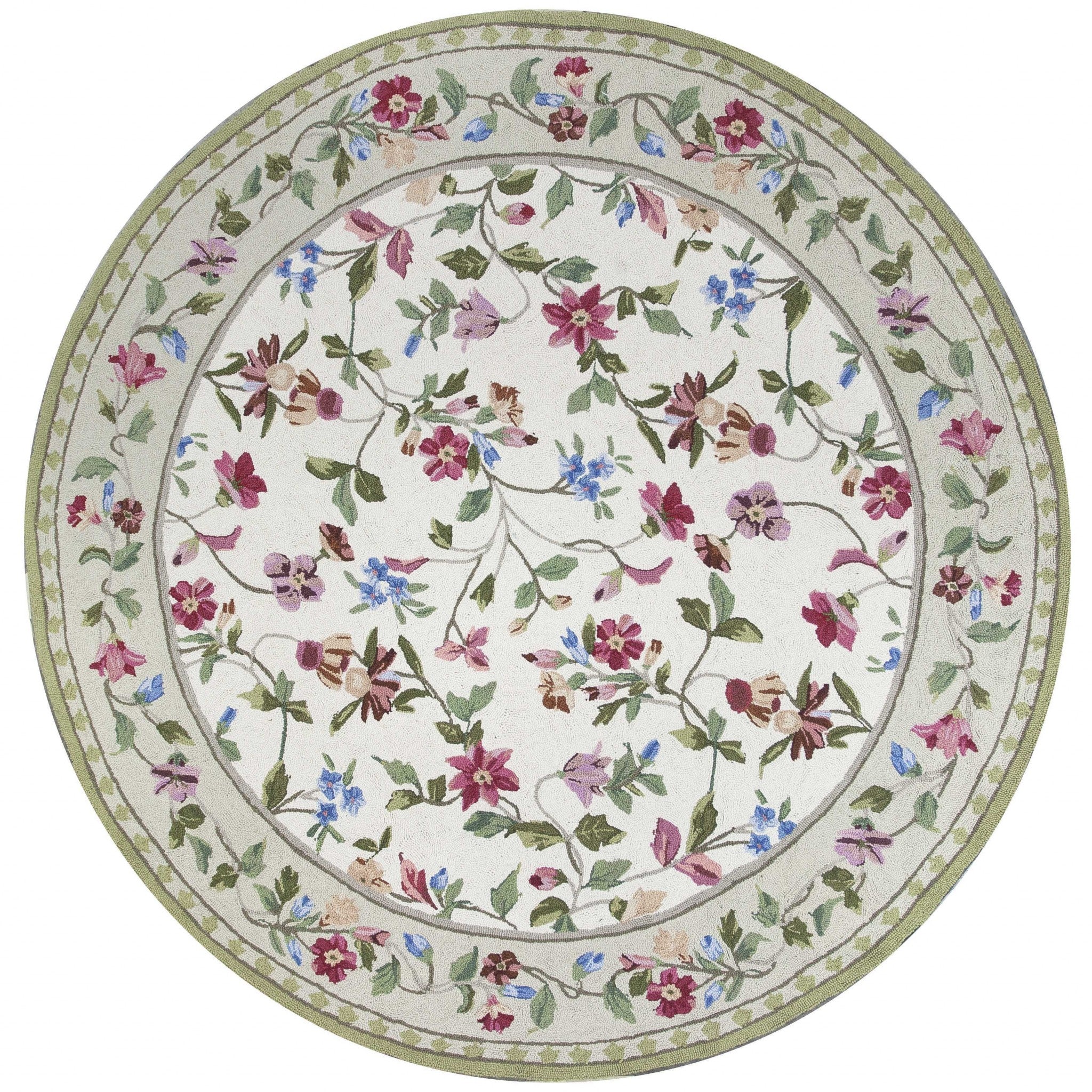 2' x 4' Oval Wool Ivory Area Rug