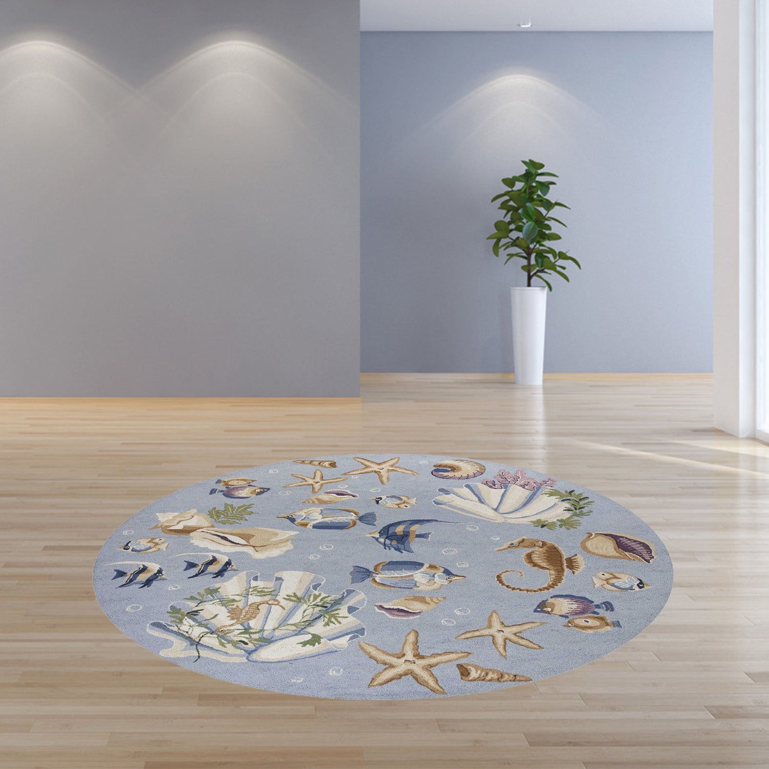 2' x 4' Oval Wool Lt.Blue Area Rug