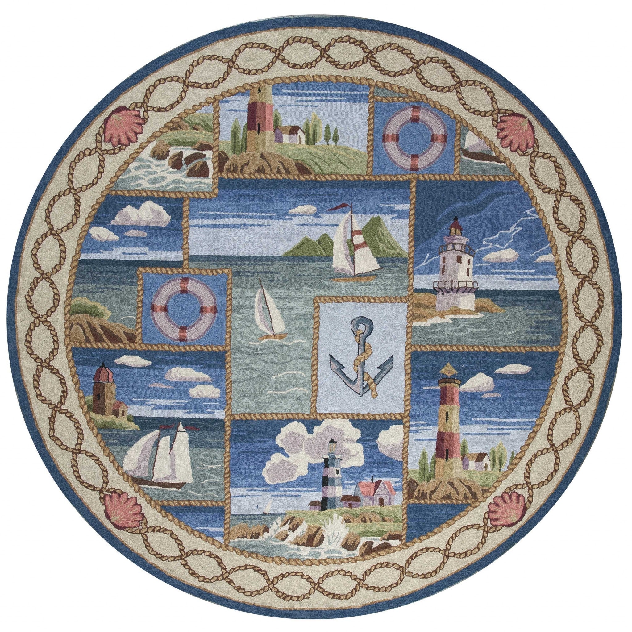 2' x 4' Oval Wool Blue Area Rug