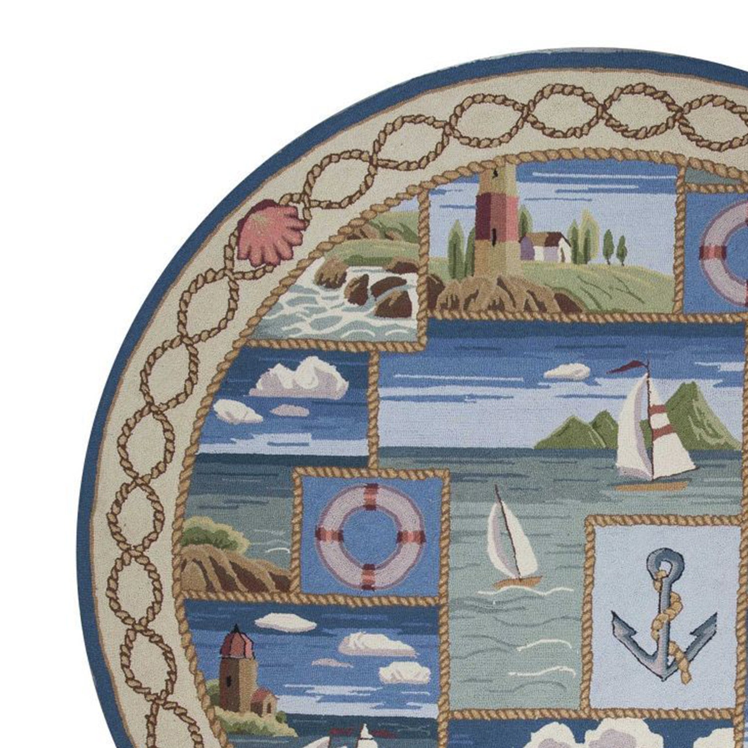 2' x 4' Oval Wool Blue Area Rug