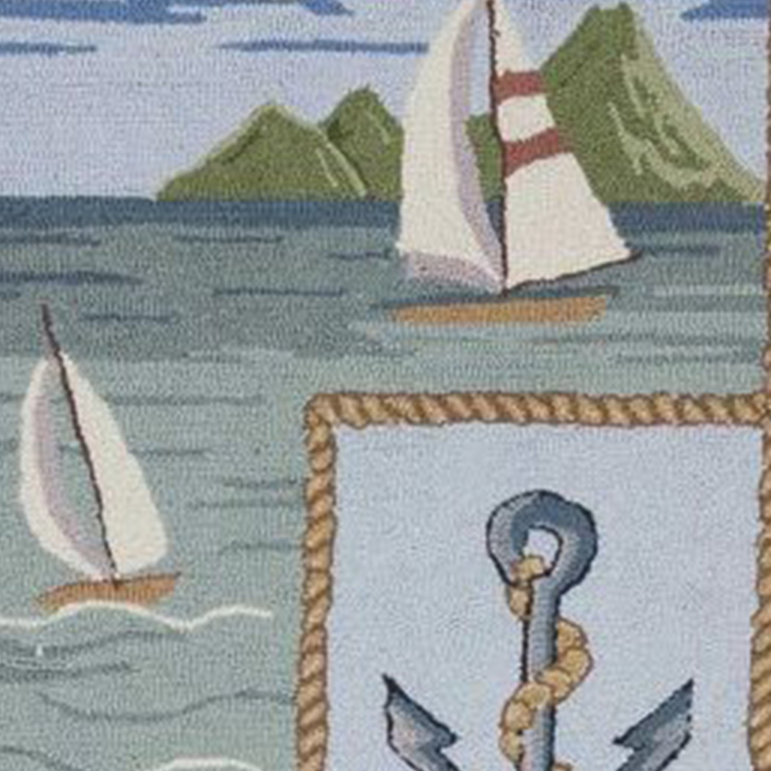 2' x 4' Oval Wool Blue Area Rug