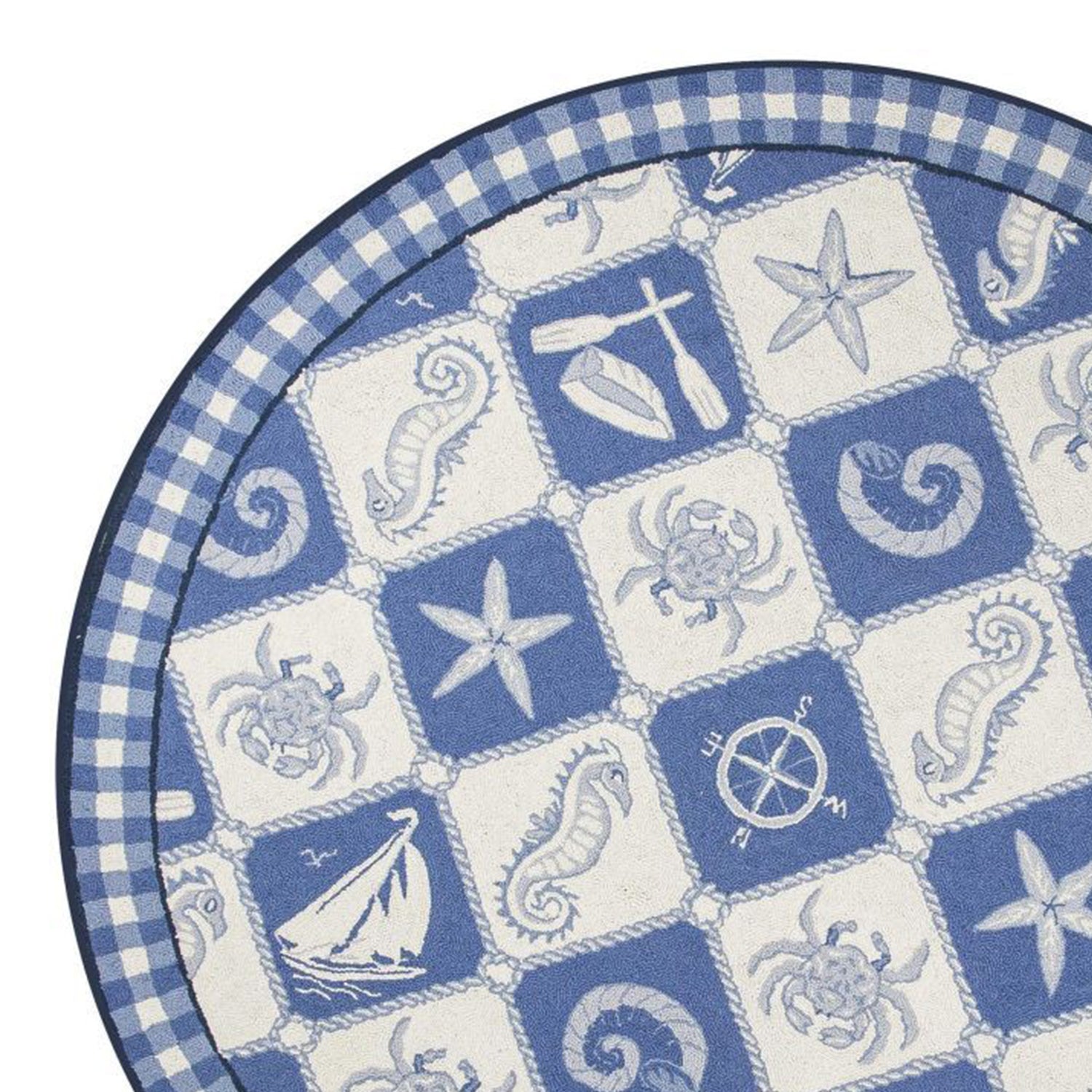 2' x 4' Oval Wool Blue or Ivory Area Rug