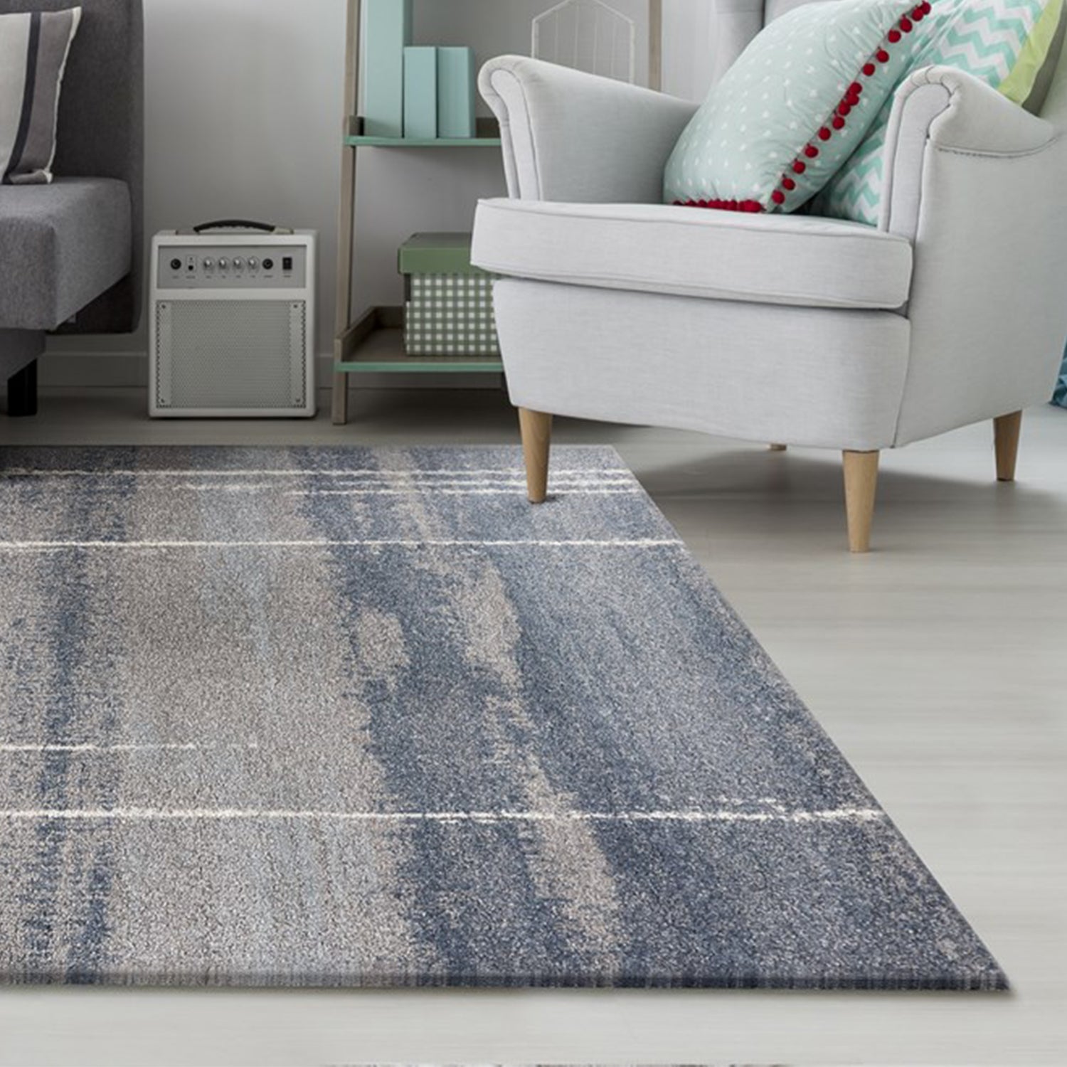 3' x 5' Polypropylene Blue Area Rug
