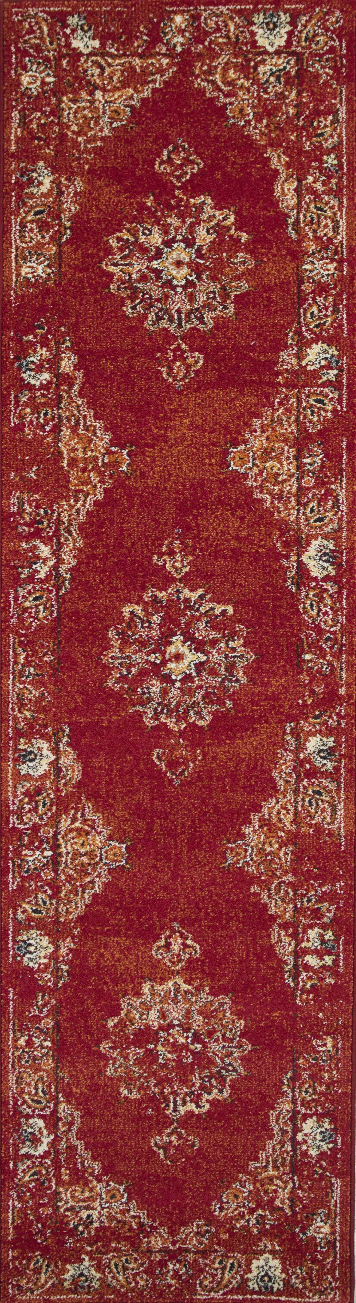 2' x 7' Runner Polypropylene Burnt Red Area Rug