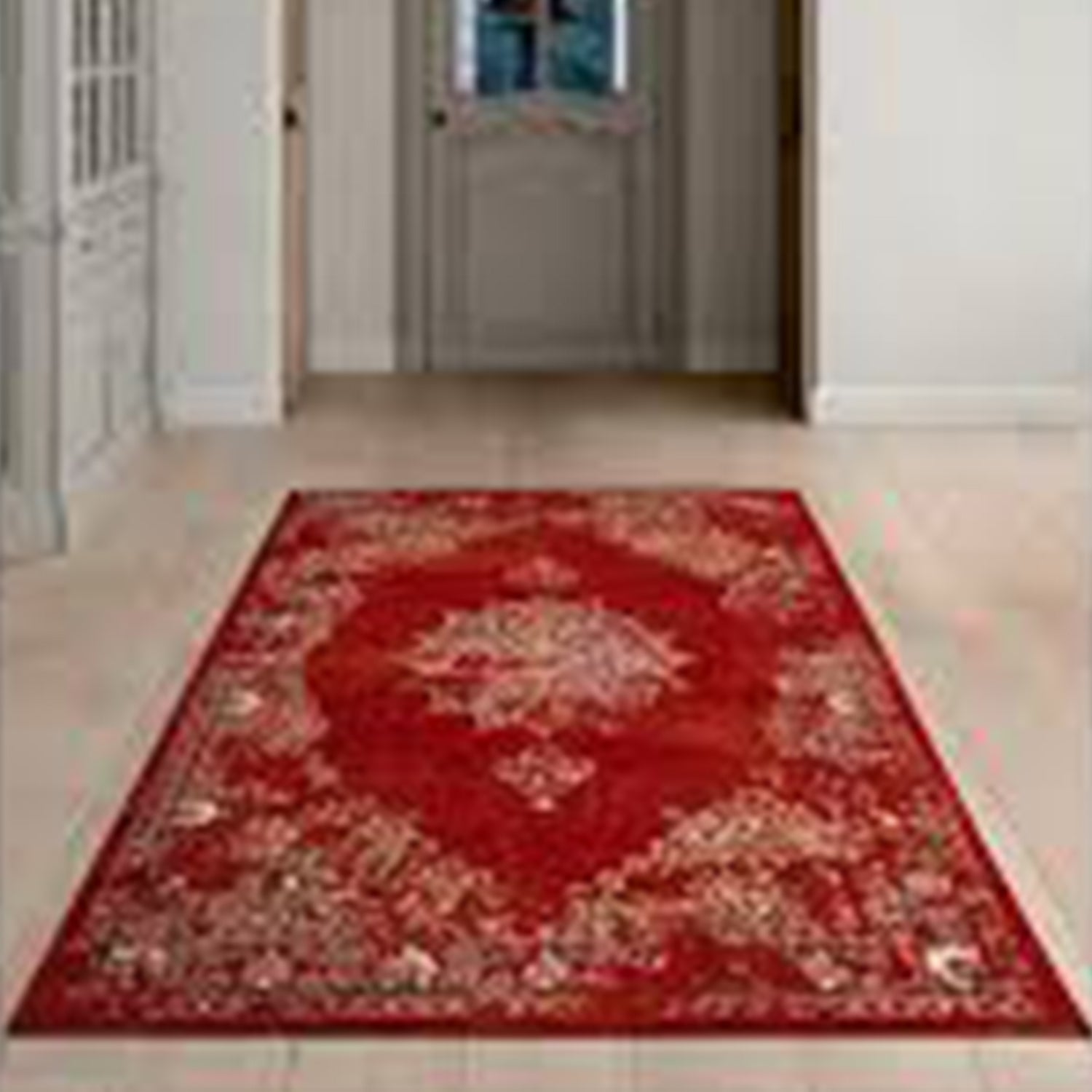 2' x 7' Runner Polypropylene Burnt Red Area Rug