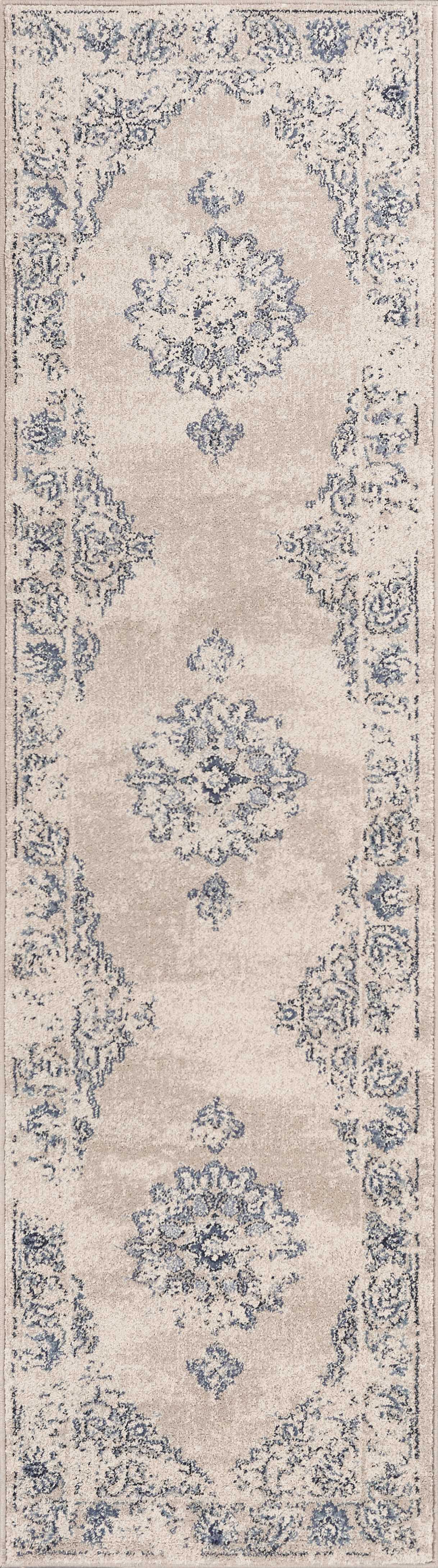 2' x 7' Runner Polypropylene Sky Blue Area Rug