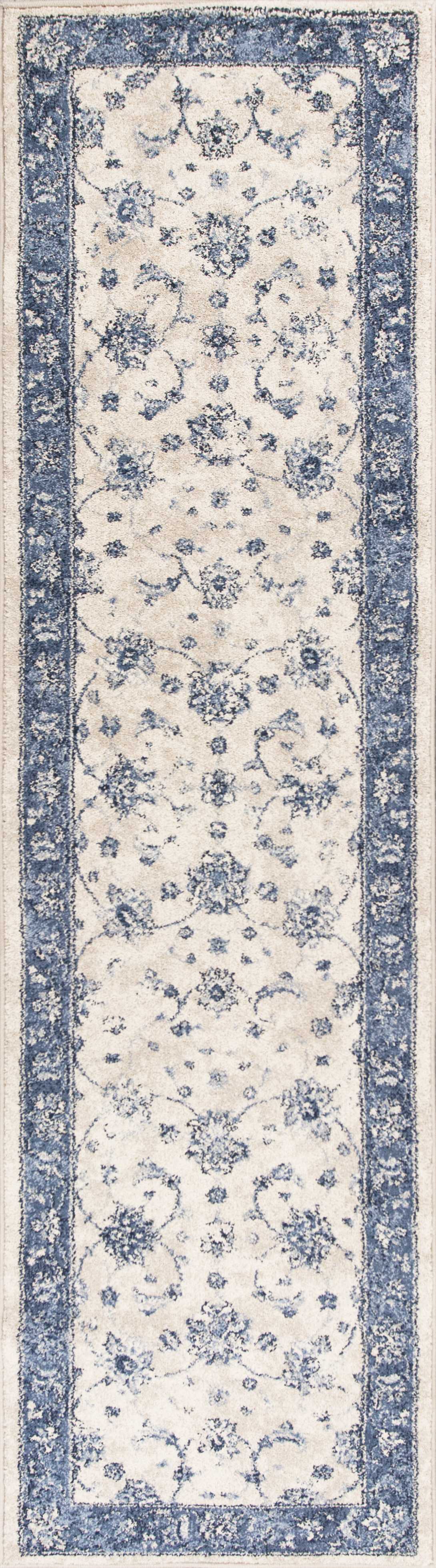 2' x 7' Runner Polypropylene Grey or Sky Blue Area Rug