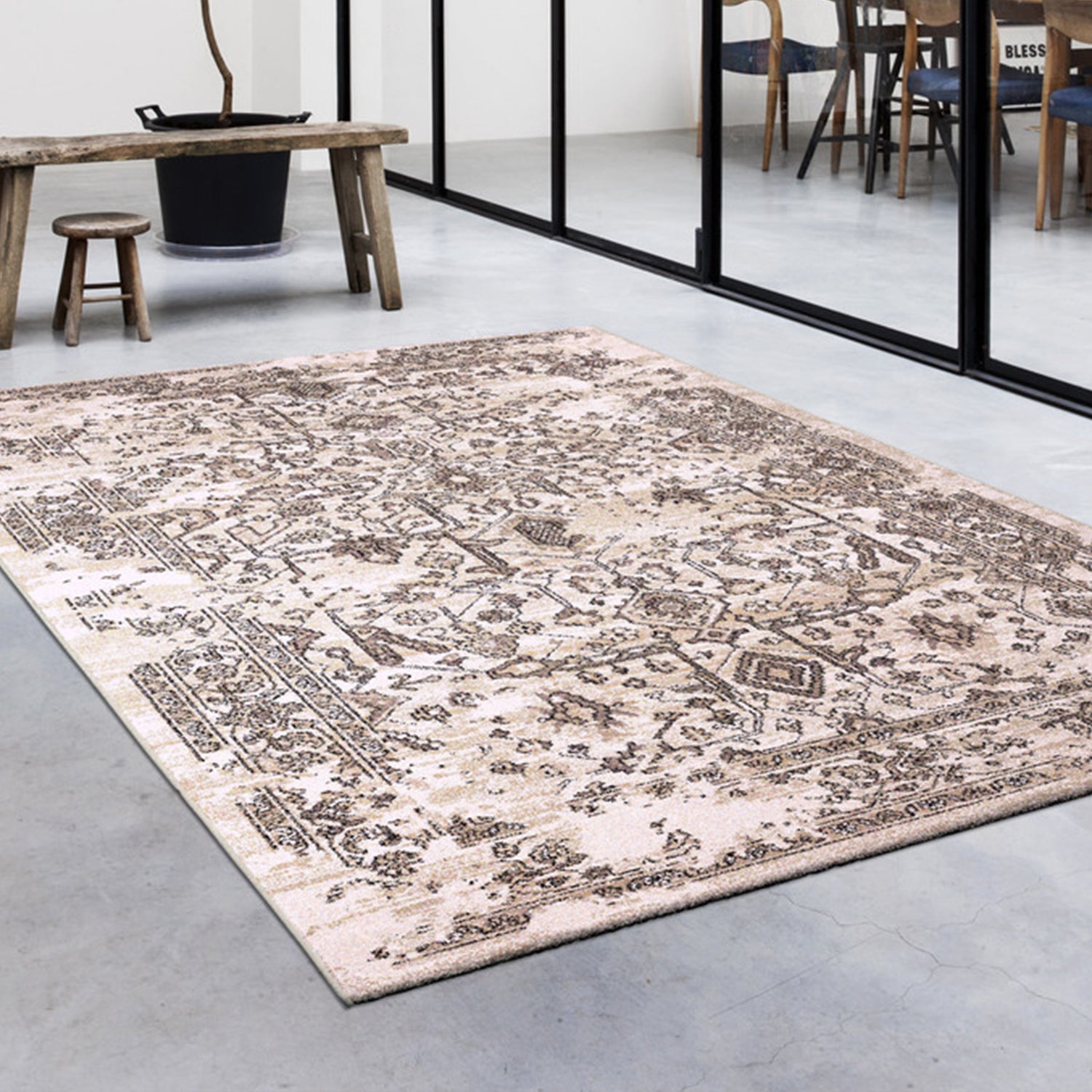 2' x 7' Runner Polypropylene Sand Area Rug