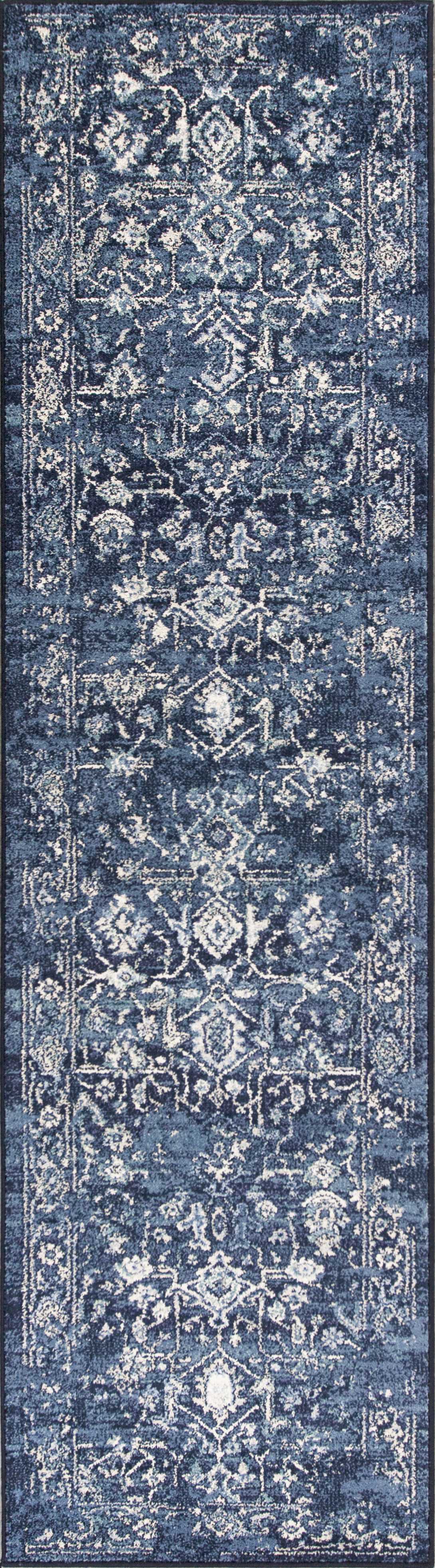 2' x 7' Runner Polypropylene Azure Blue Area Rug