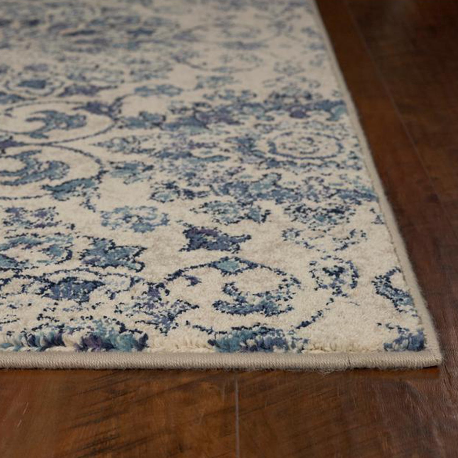 2' x 7' Runner Polypropylene Ivory or Blue Area Rug