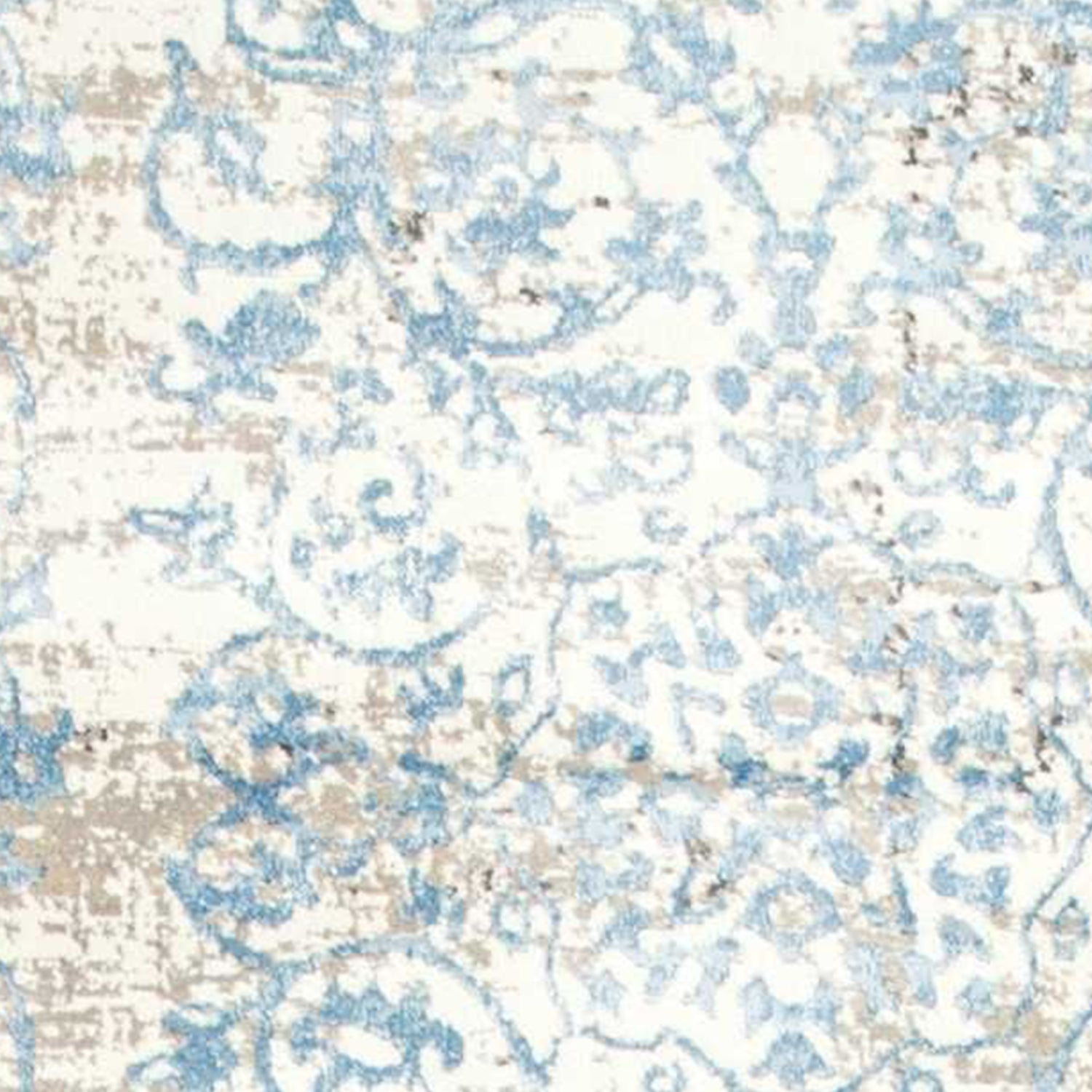 2' x 6 Runner Polypropylene Ivory or Blue Area Rug