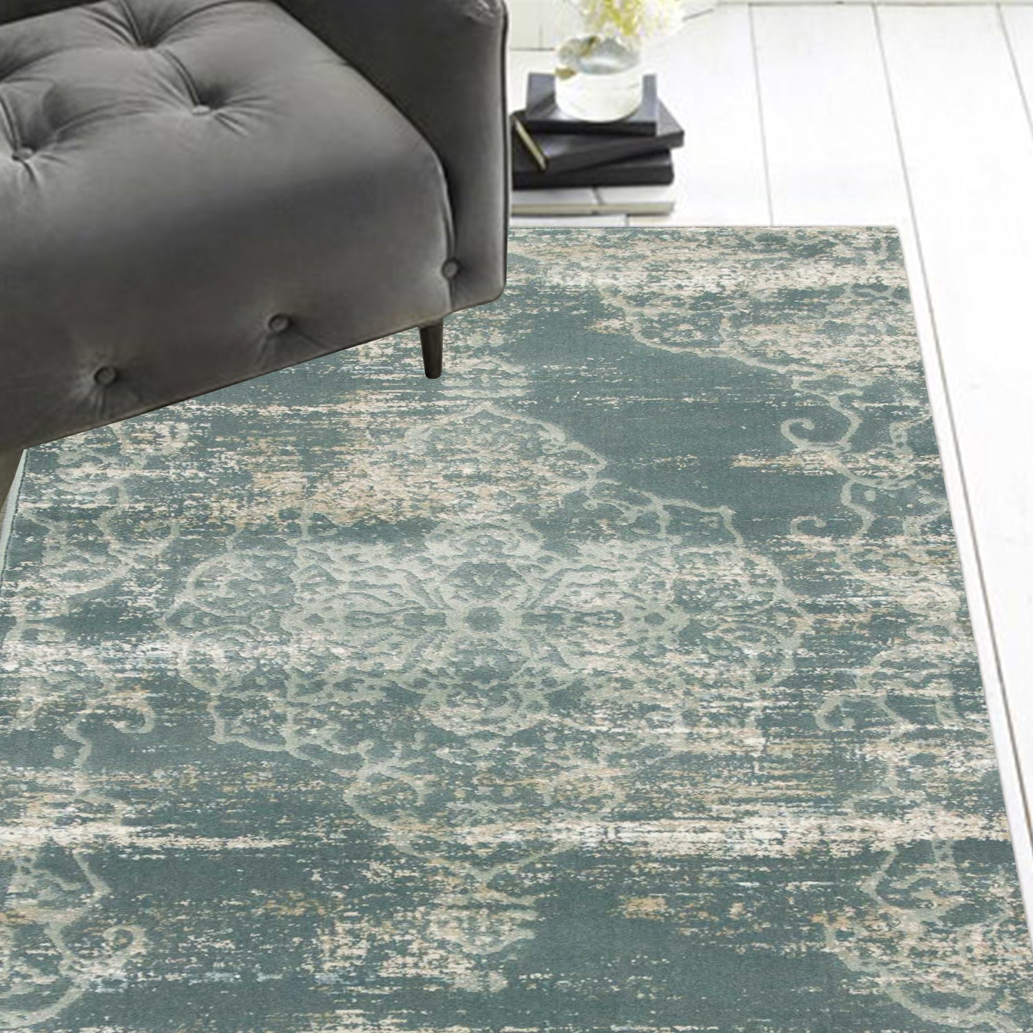 2' x 6' Runner Polypropylene Slate Area Rug
