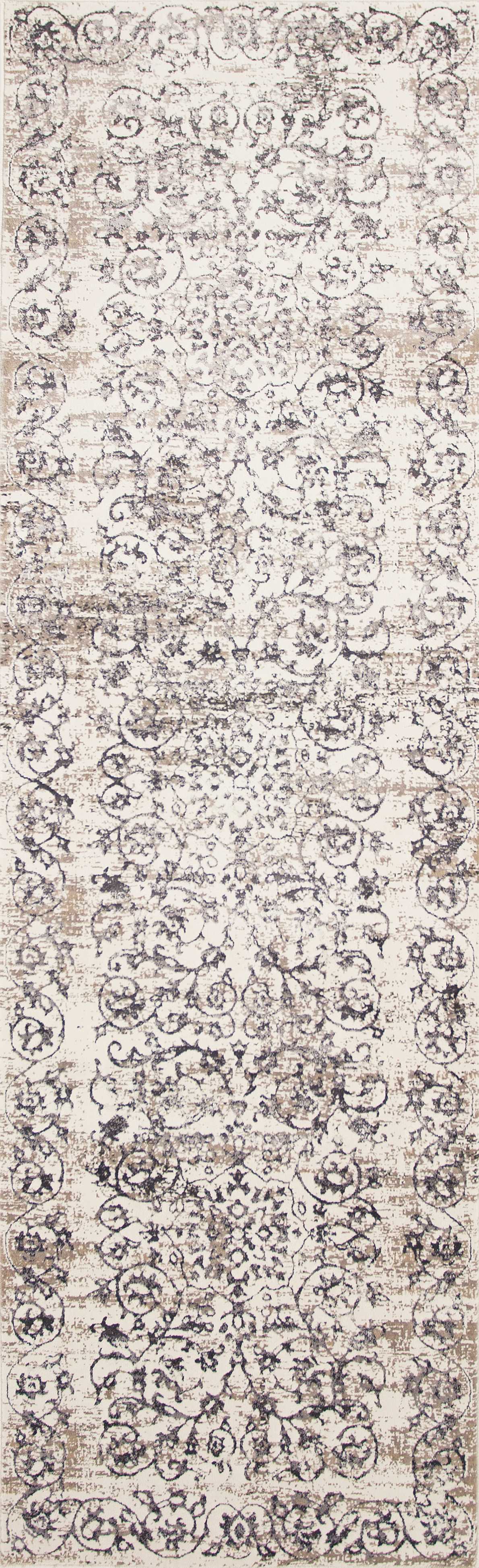 2' x 6' Runner Polypropylene Ivory or Grey Area Rug