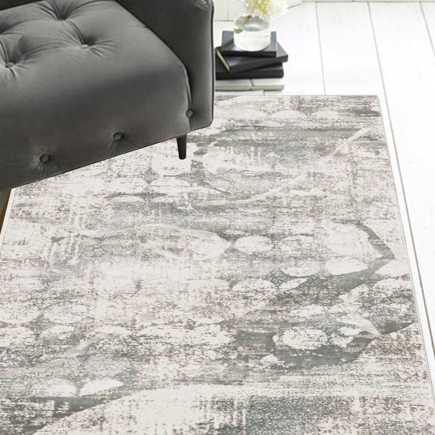 2' x 6 Runner Polypropylene Ivory or Mist Area Rug