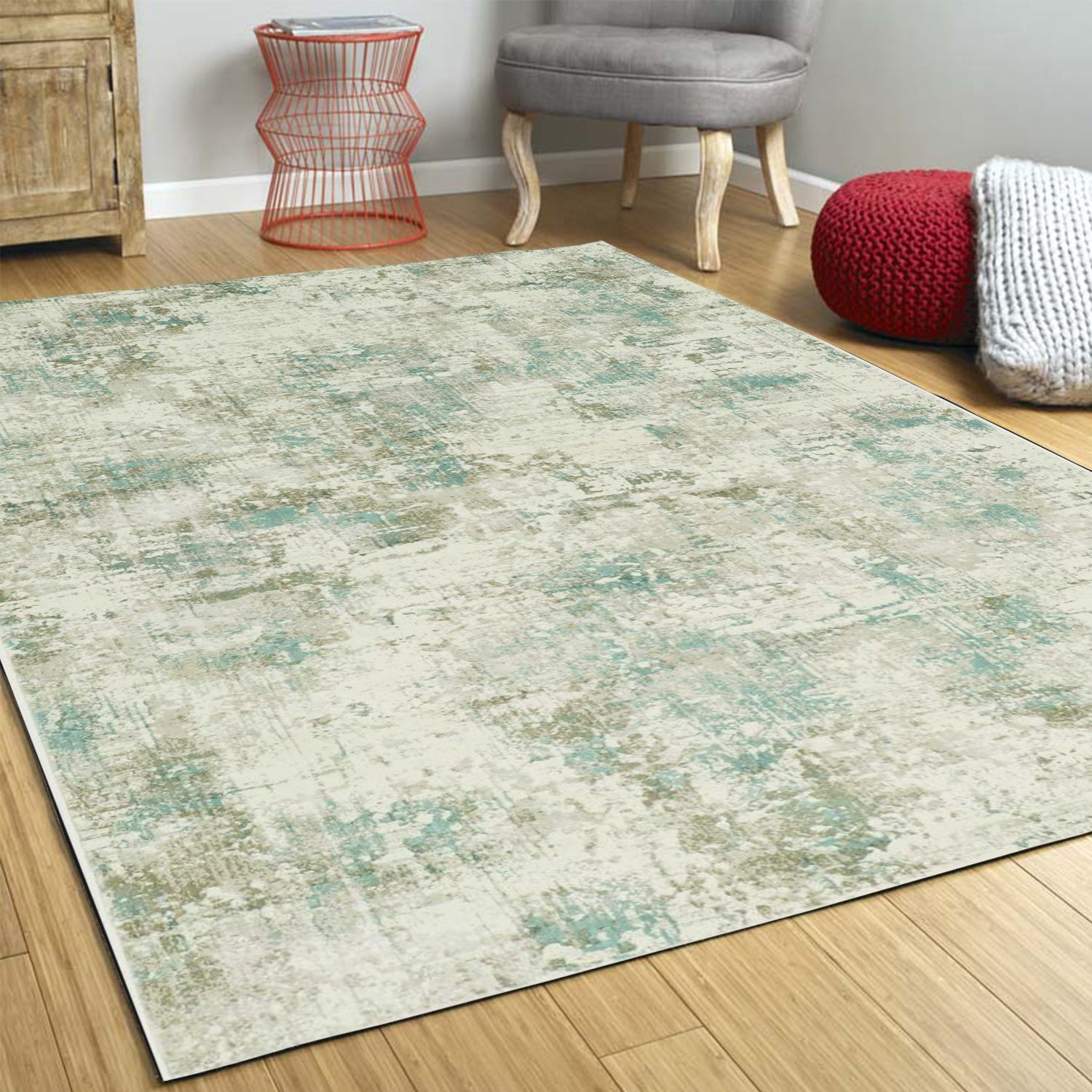 2' x 6 Runner Polypropylene and Viscose Ivory Area Rug