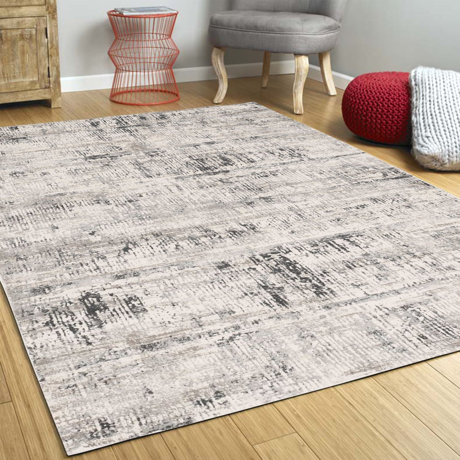 3' x 4' Polypropylene and Viscose Ivory Silver Area Rug