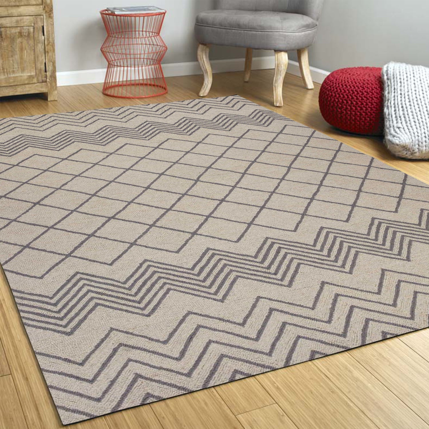 3' x 5' Wool Ivory Area Rug