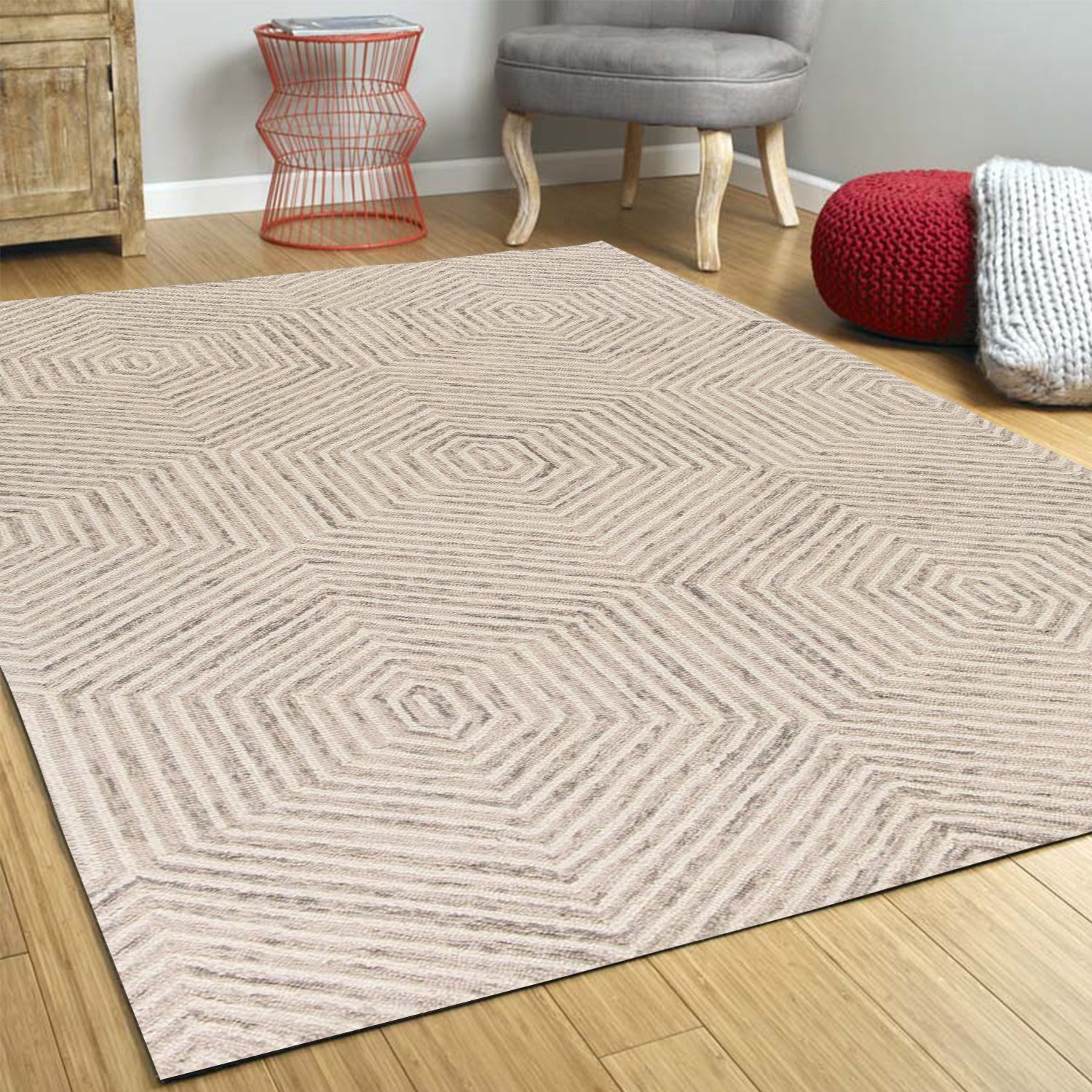 3' x 5' Wool Ivory Area Rug