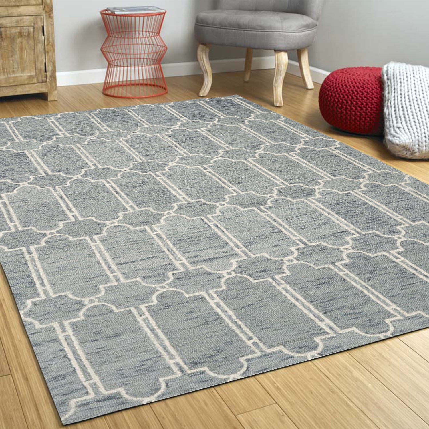 3' x 5' Wool Blue Area Rug