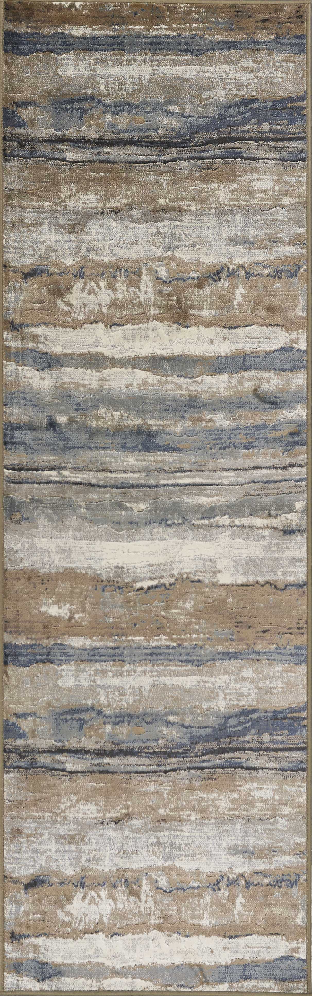 2' x 7' Runner Viscose Ivory or Blue Area Rug
