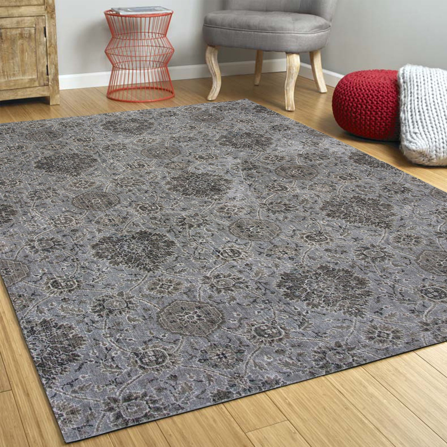 3' x 4' Viscose Silver Area Rug