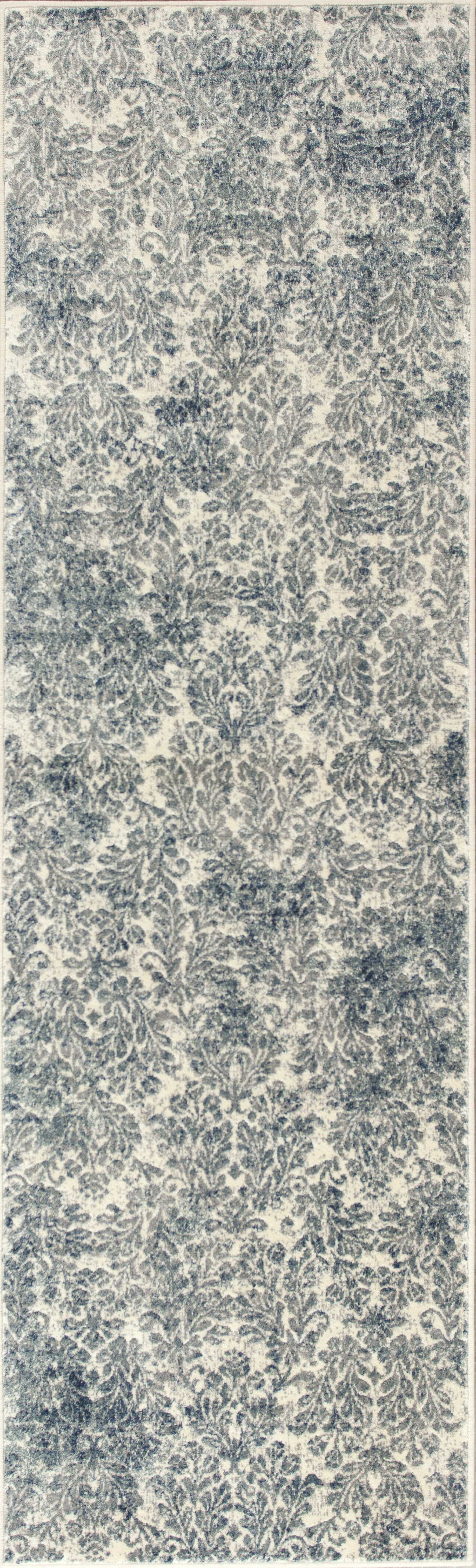2' x 7' Runner Viscose Ivory or Blue Area Rug