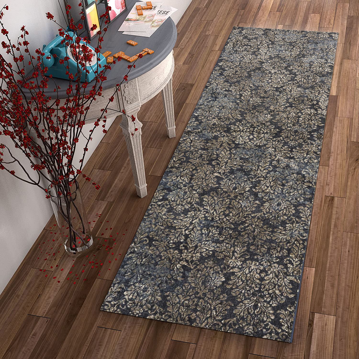2' x 7' Runner Viscose Slate Area Rug