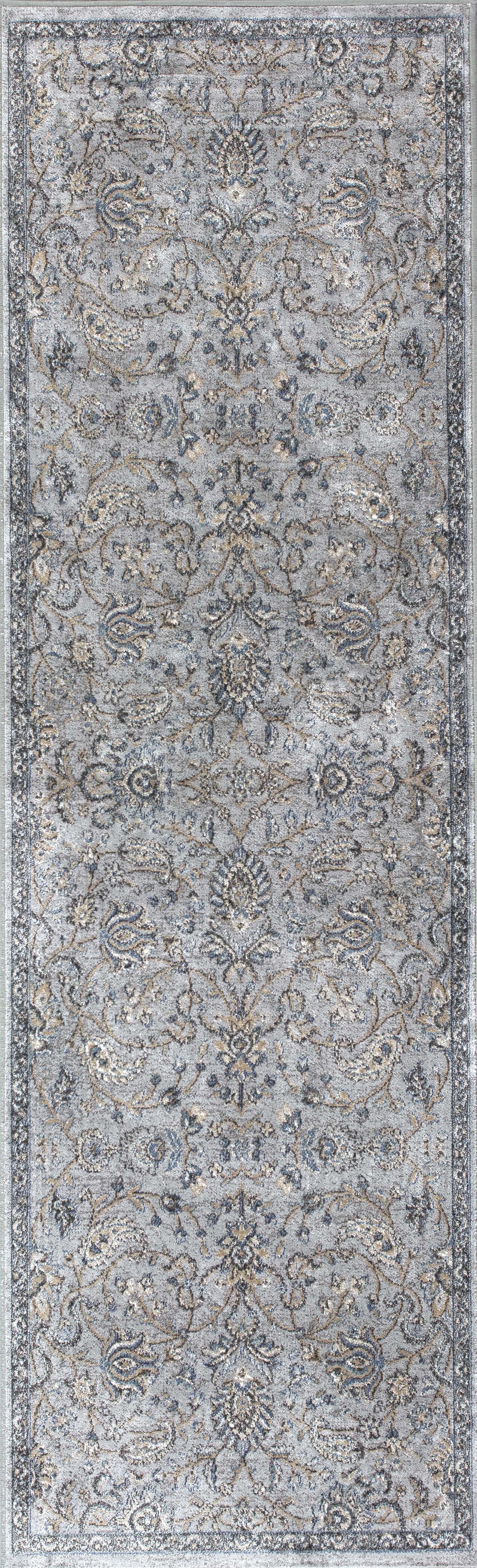 2' x 7' Runner Viscose Silver or Blue Area Rug