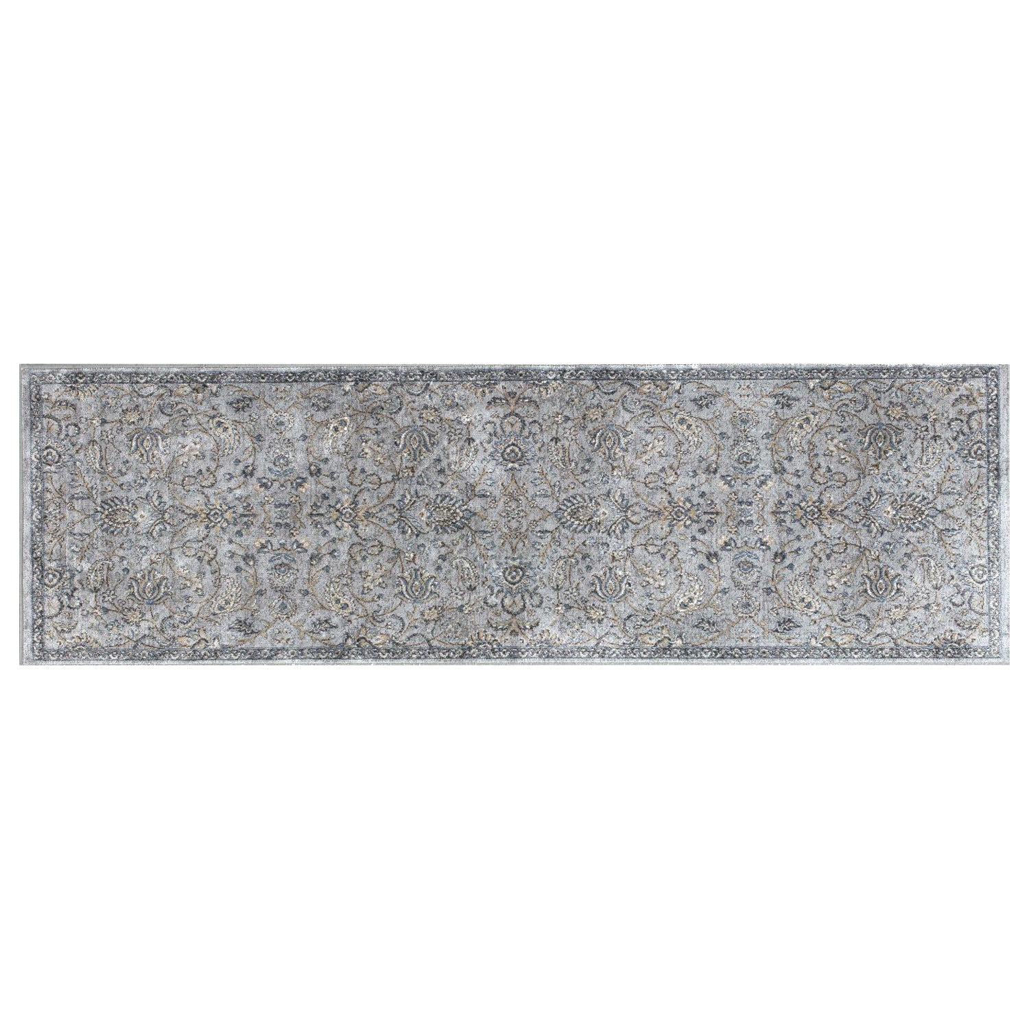 2' x 7' Runner Viscose Silver or Blue Area Rug