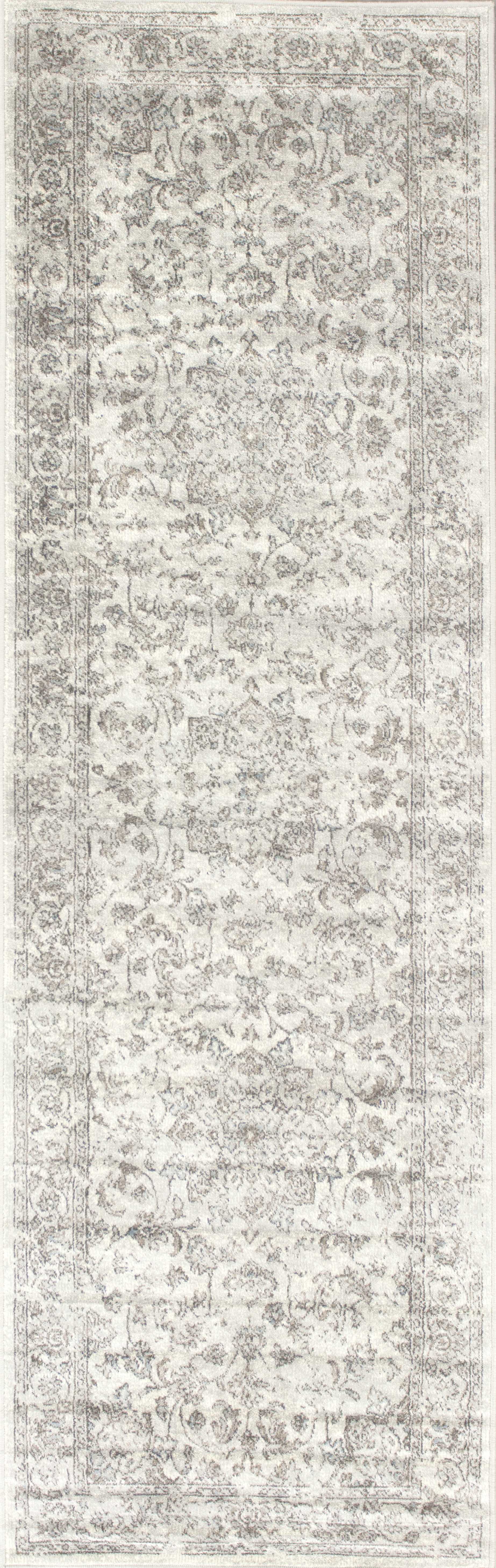 2' x 7' Runner Viscose Silver Area Rug