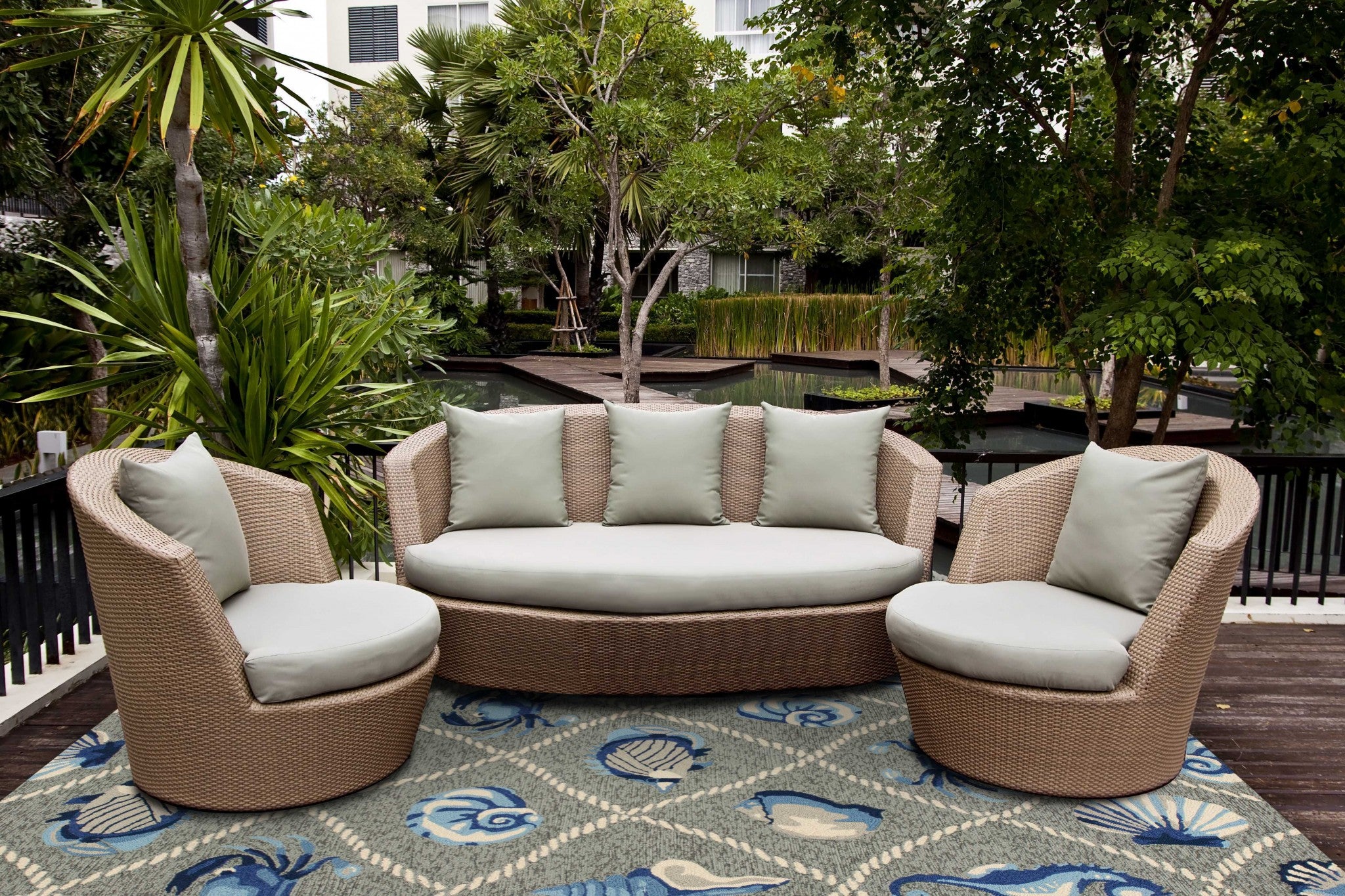 3' x 5' UV treated Polypropylene Grey Area Rug