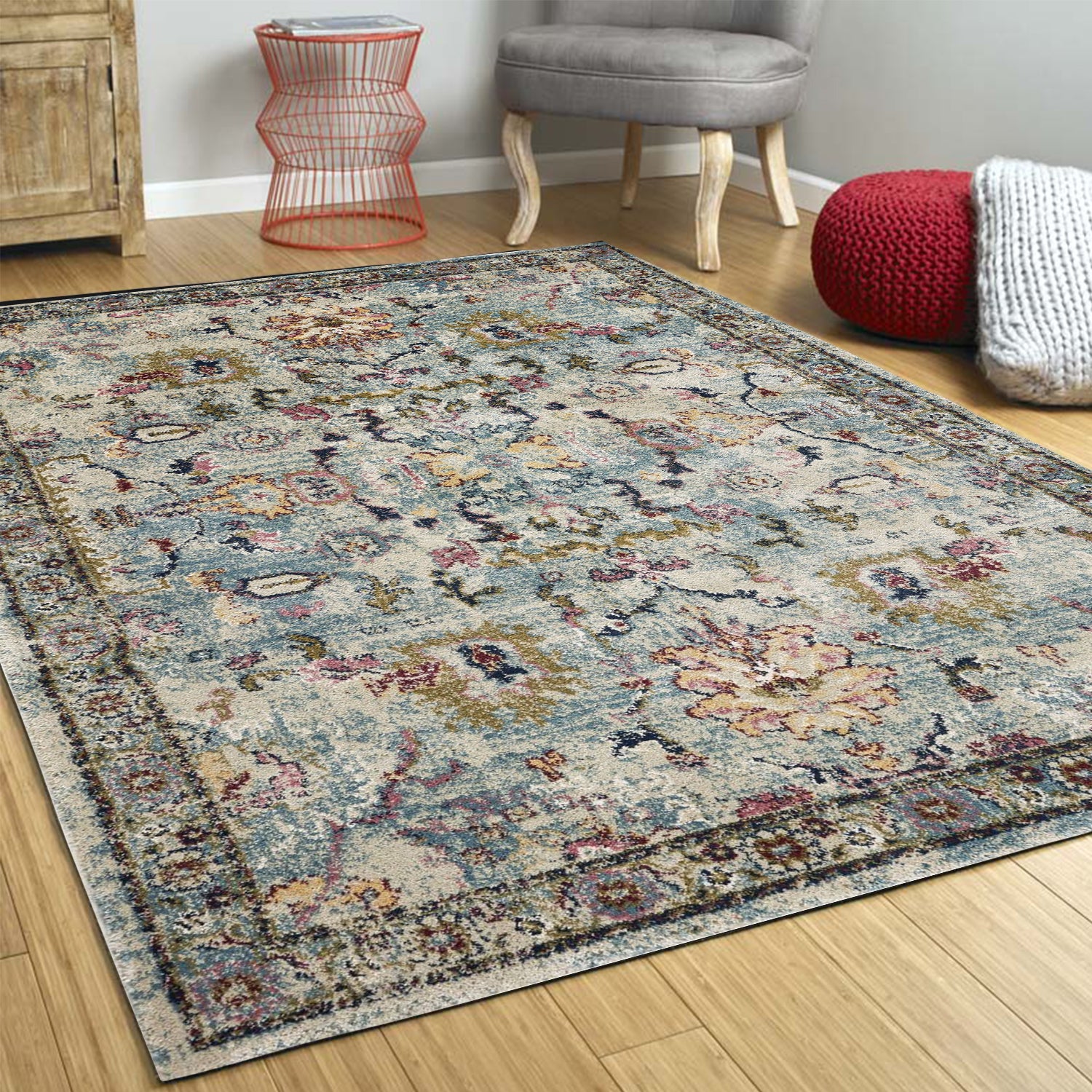 3' x 5' Polypropylene Lt Blue Area Rug