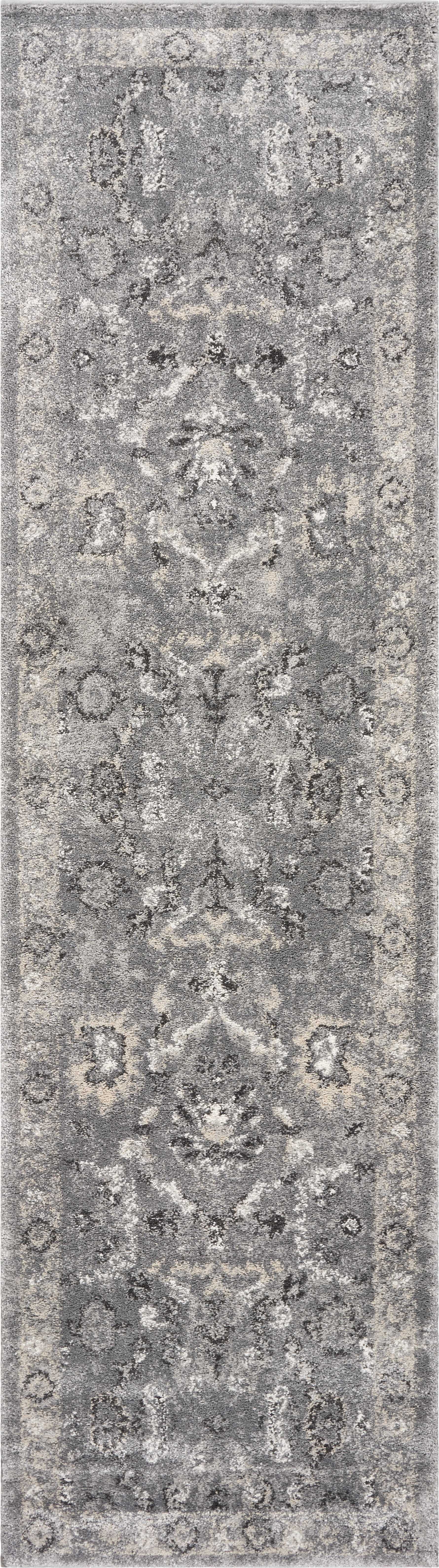 2' x 7' Runner Polypropylene Grey Area Rug