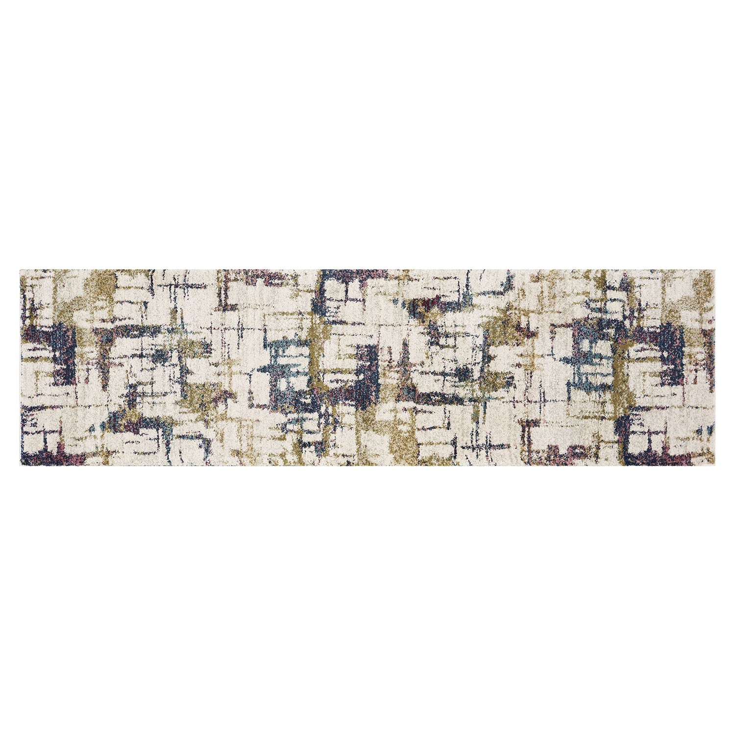 2' x 7' Runner Polypropylene Ivory Area Rug