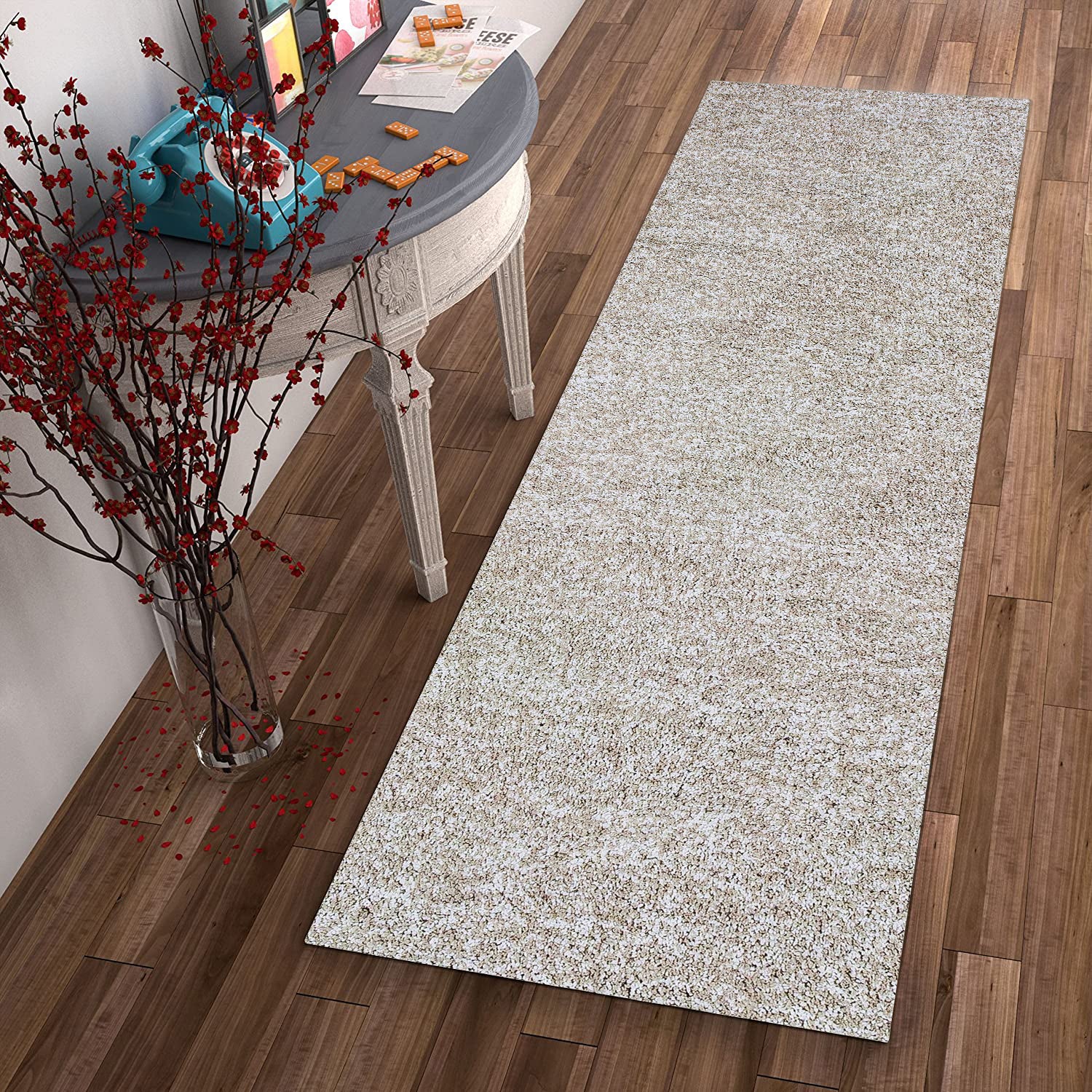 2' x 7' Runner Polyester Ivory Heather Area Rug